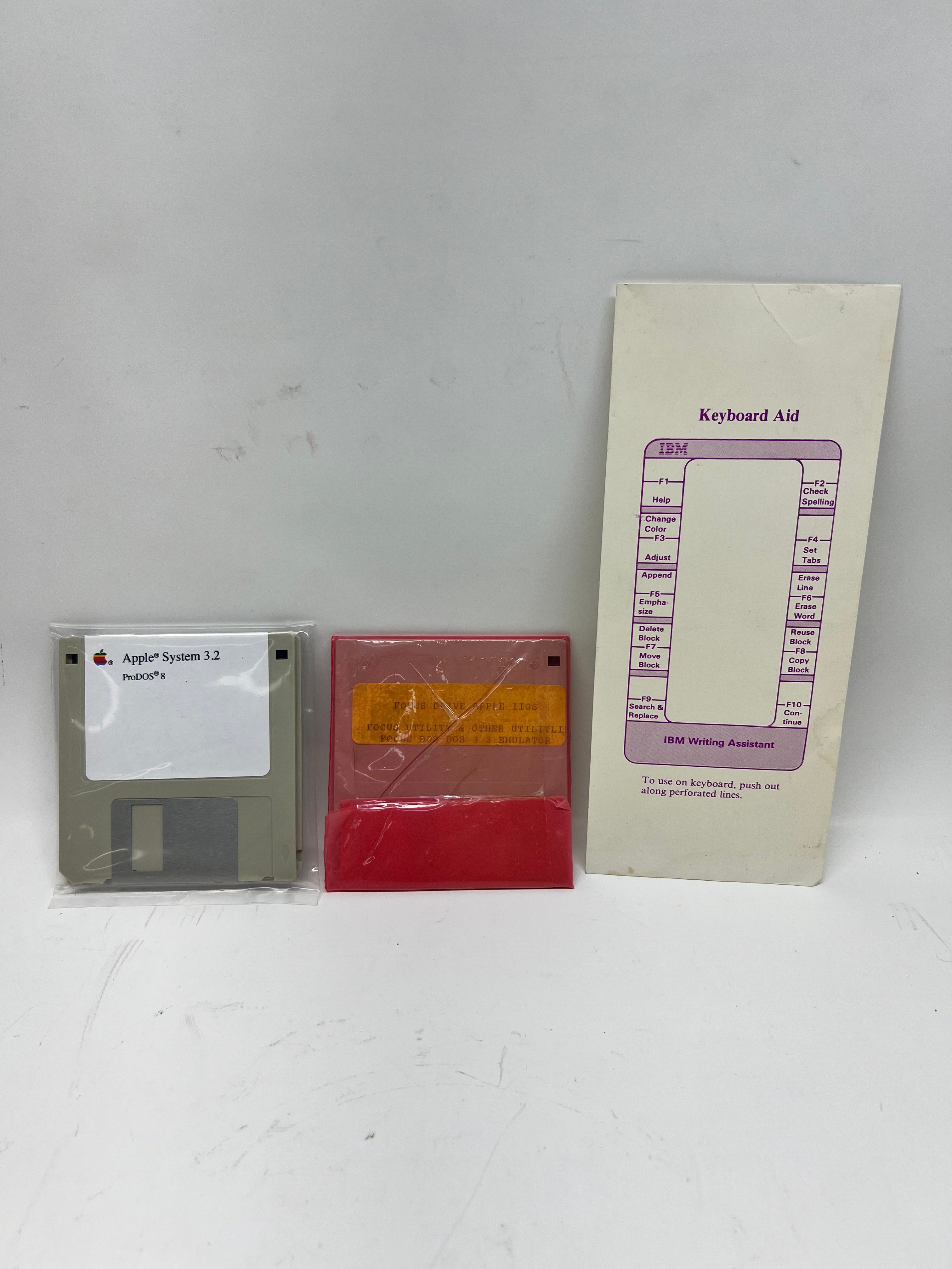 Vintage Apple & IBM Software/Accessory Bundle - Apple System 3.2, IIGS & Keyboard Aid
