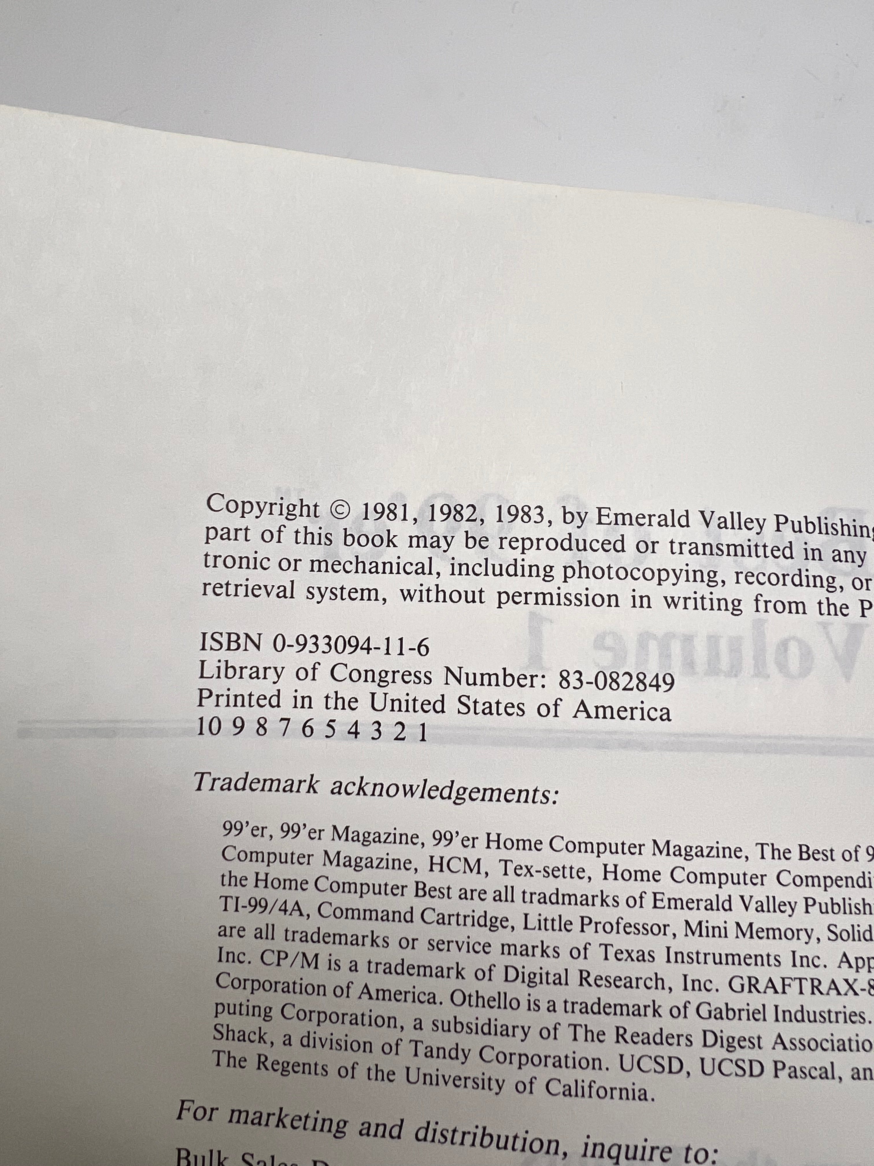 Title: Vintage The Best of 99'er Volume 1 - TI-99/4A Magazine Compilation