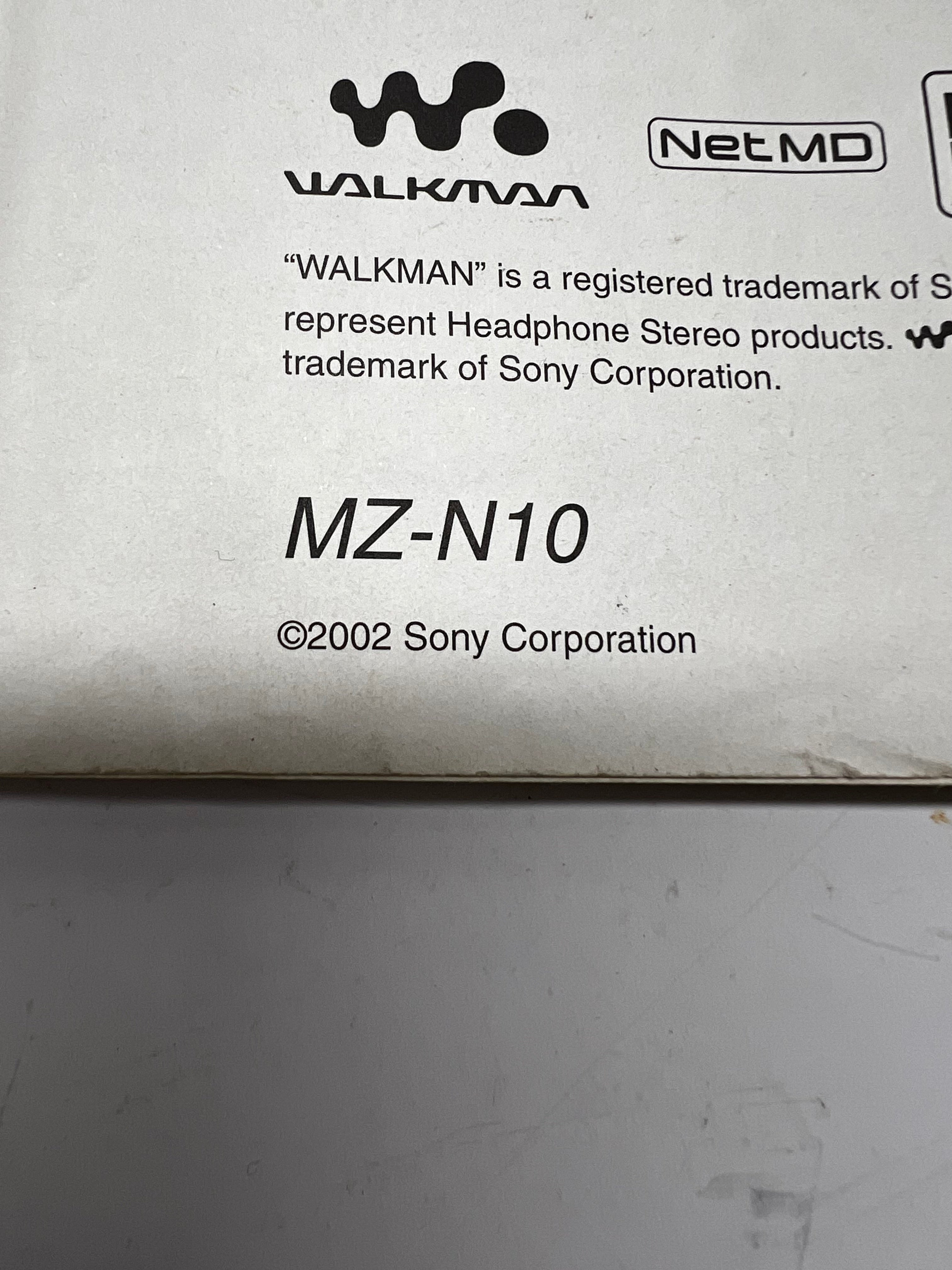 Sony MZ-N10 Walkman Net MD MiniDisc Recorder Operating Instructions Manual