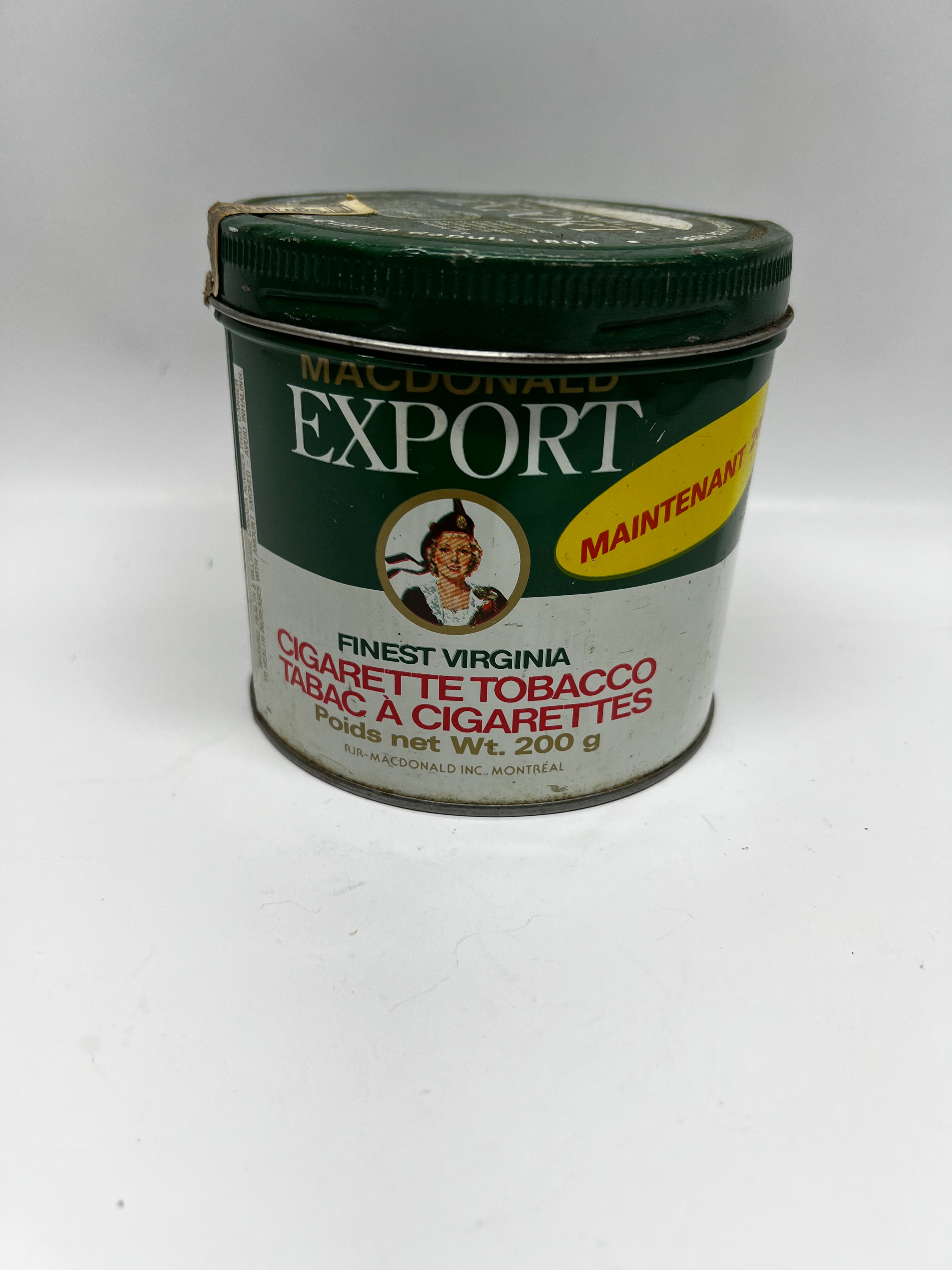 Vintage Macdonald Export Cigarette Tobacco Tin - 200g - Made in Canada