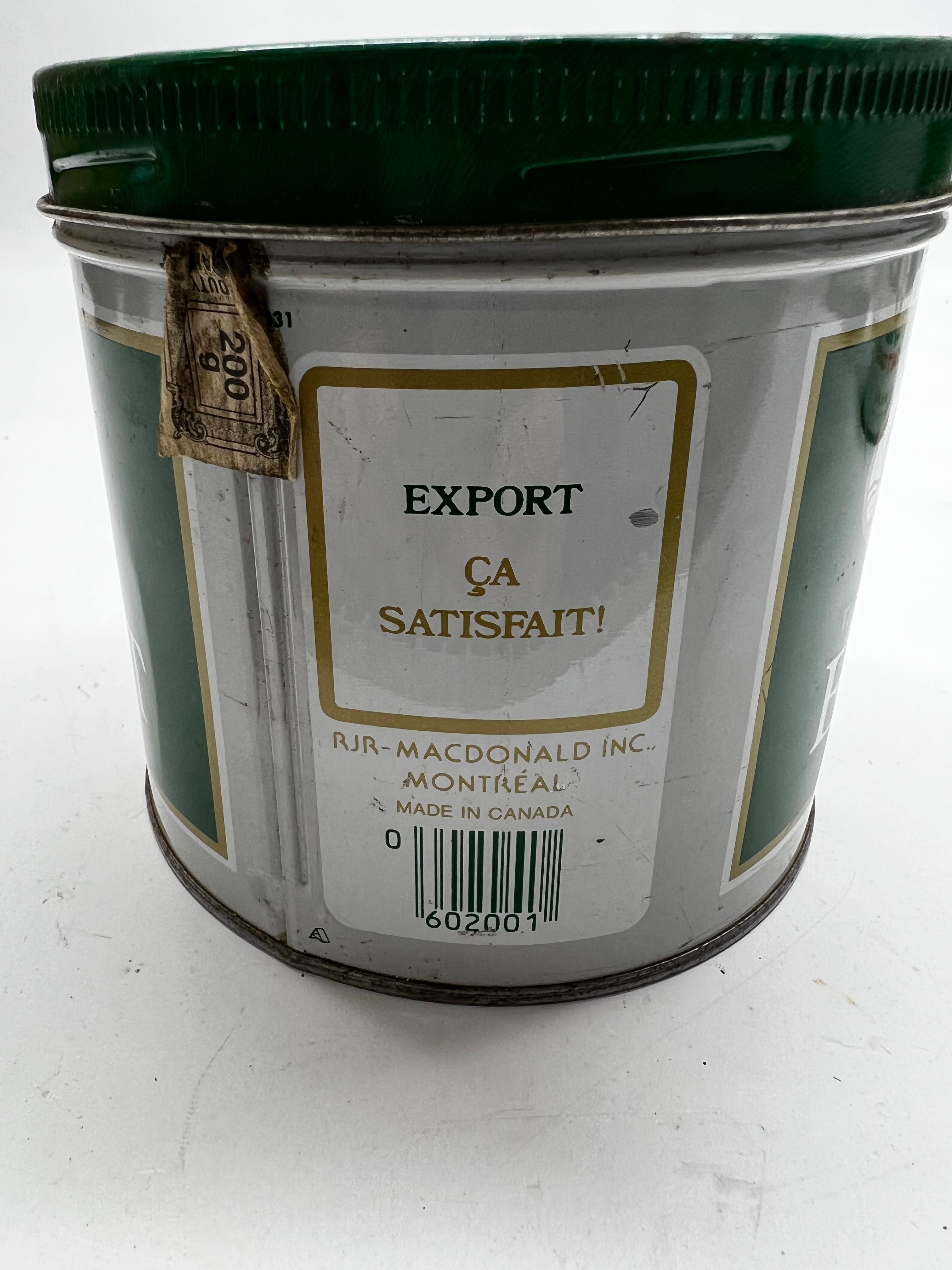 Vintage Macdonald Export Tobacco Tin - 200g Green/White - Canadian Tobacciana