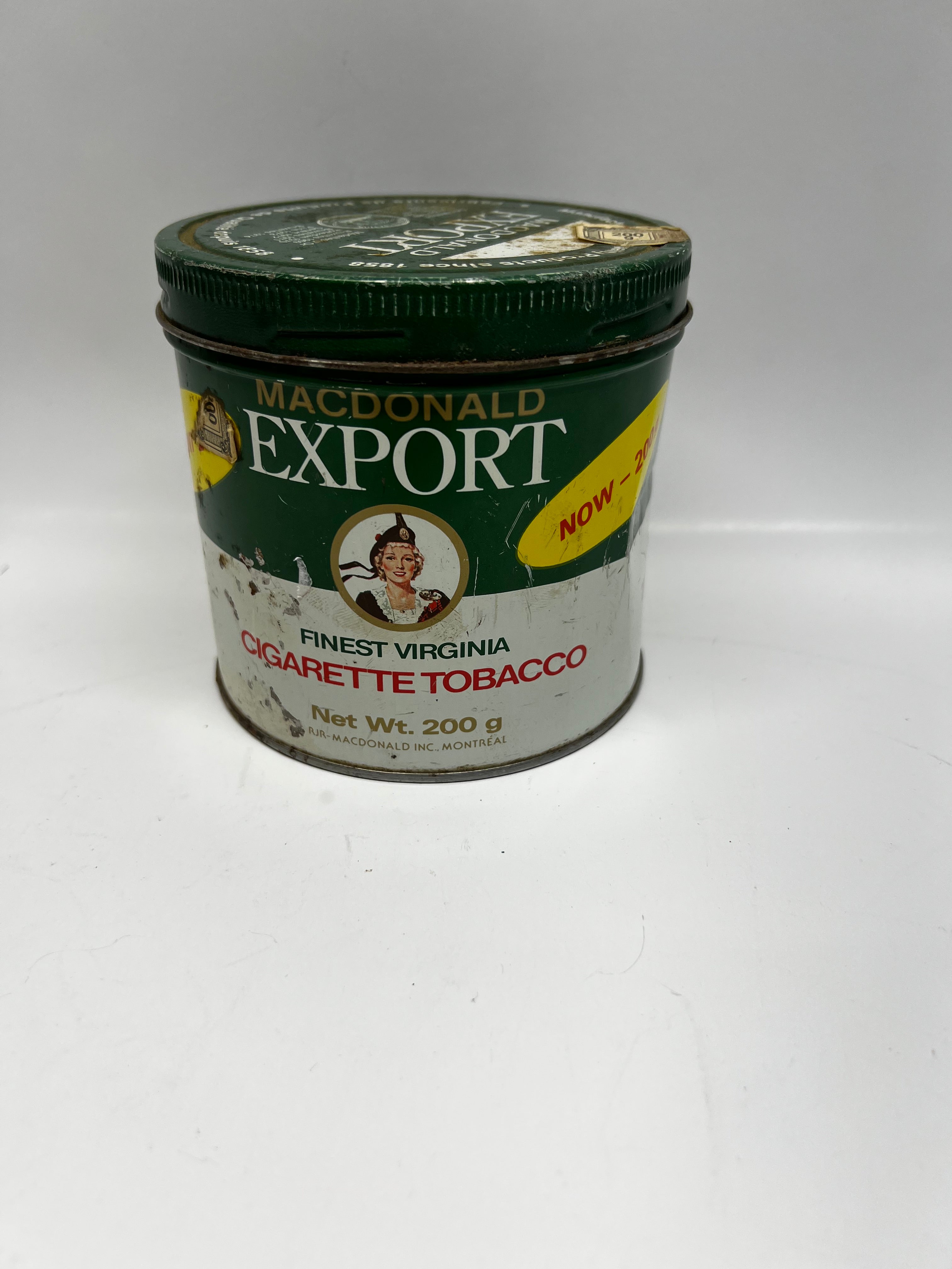 Vintage Macdonald Export Tobacco Tin - 200g Cigarette Tobacco Can - Made in Montreal