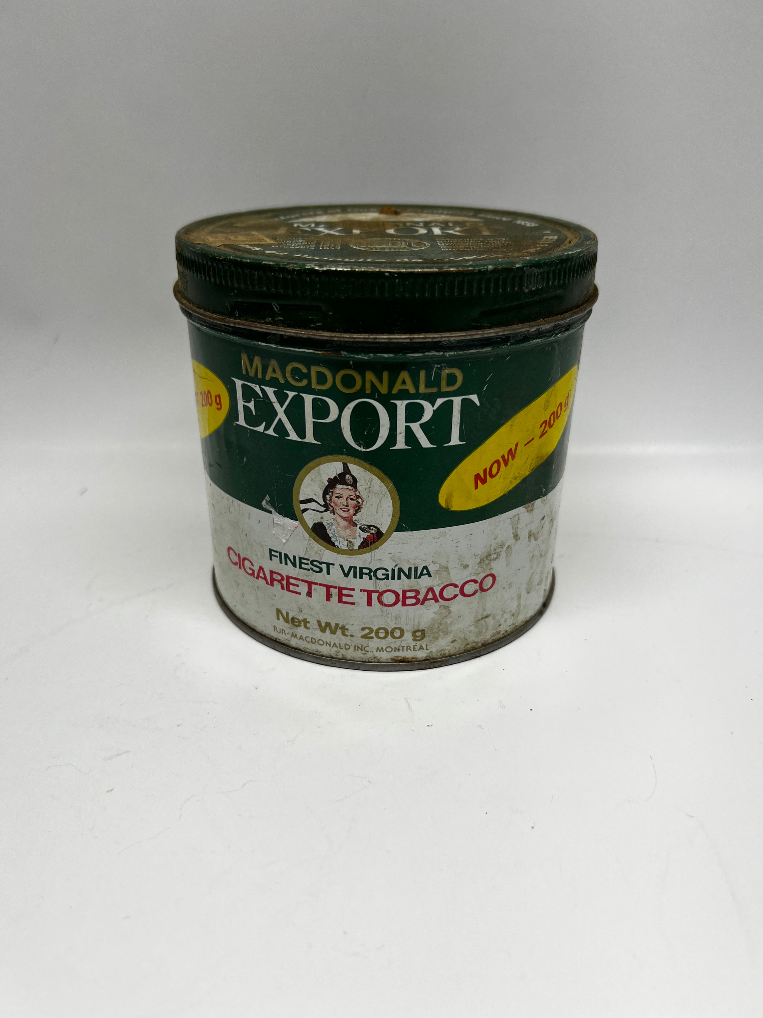 Vintage Macdonald Export 200g Tobacco Tin - "Lassie" Logo - RJR-Macdonald Montreal