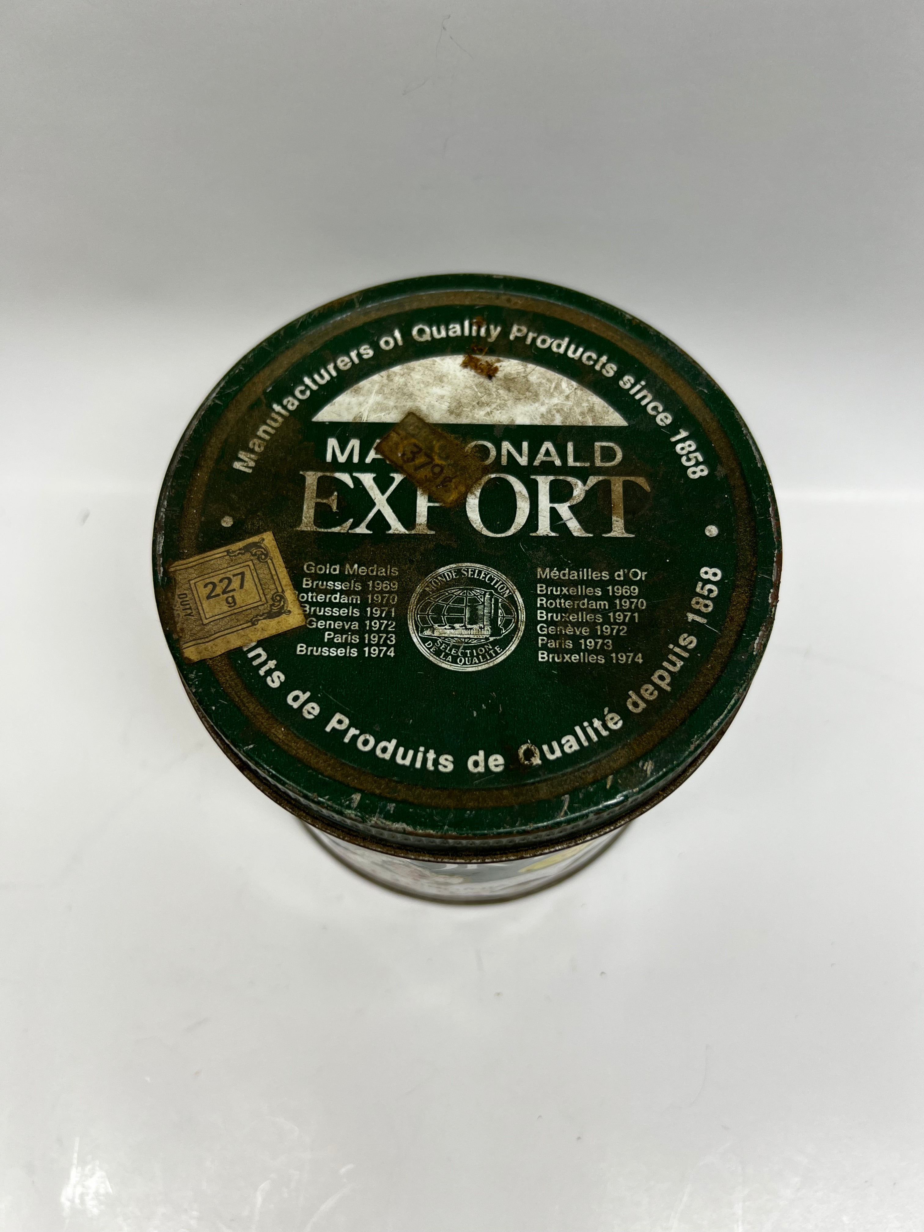 Vintage Macdonald Export 200g Tobacco Tin - "Lassie" Logo - RJR-Macdonald Montreal
