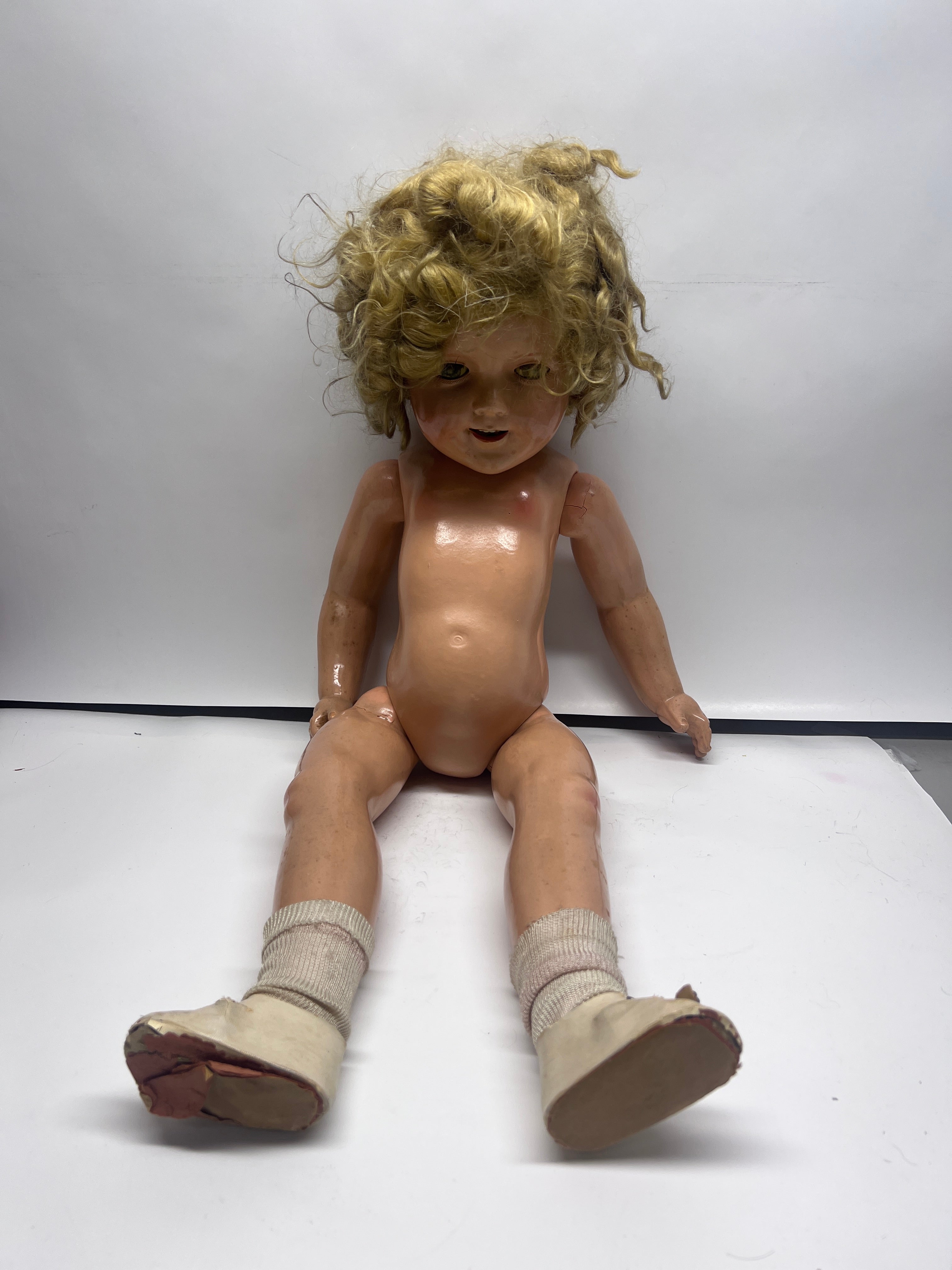1930s Shirley Temple Composition Doll - 18" Original Antique