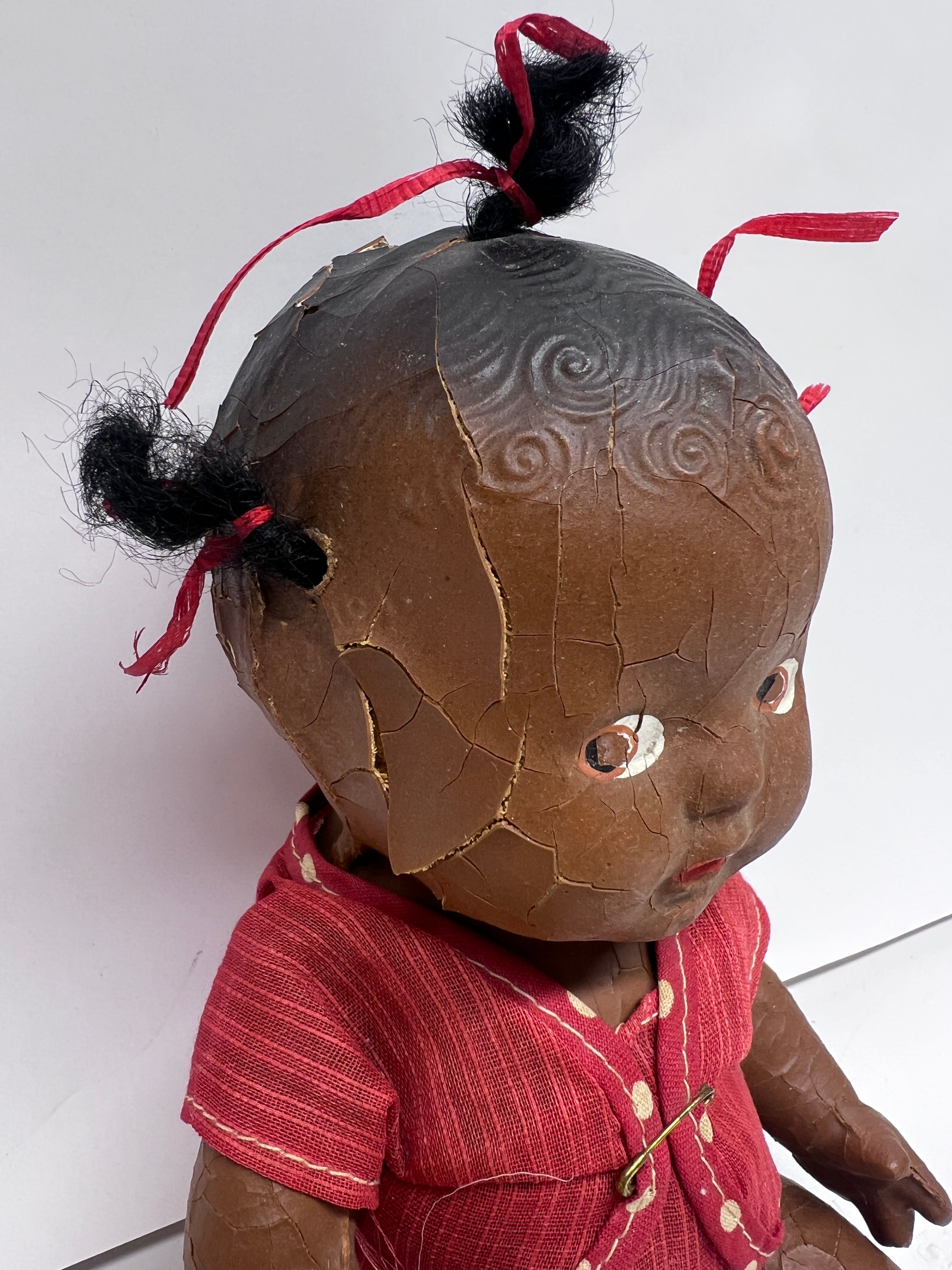 Rare 1930s Topsy Black Composition Doll – 3-Tuft Hair – Restoration Project