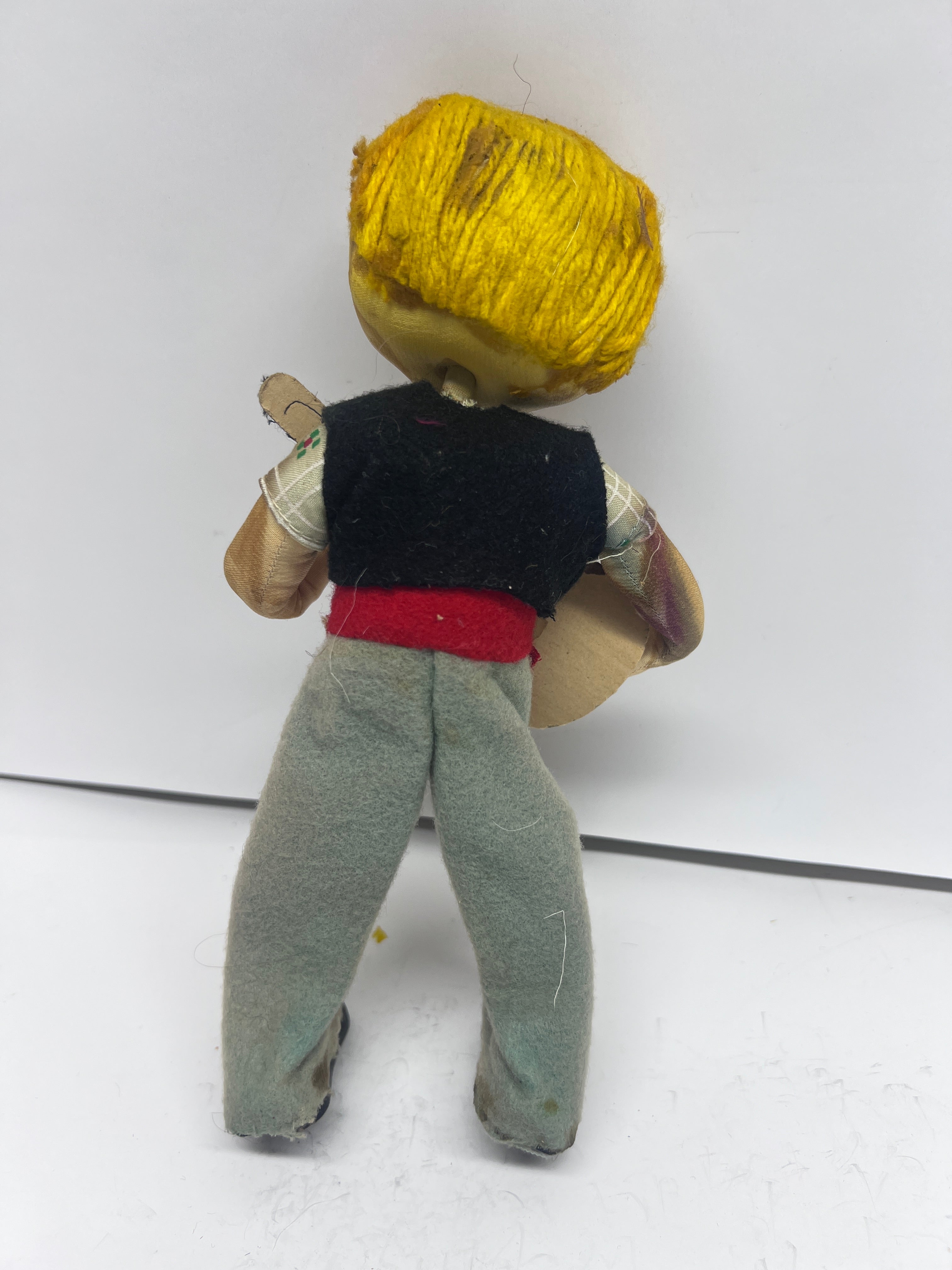 Vintage 1950s Felt Musician Hobo Doll - Poseable MCM Art Doll with Guitar