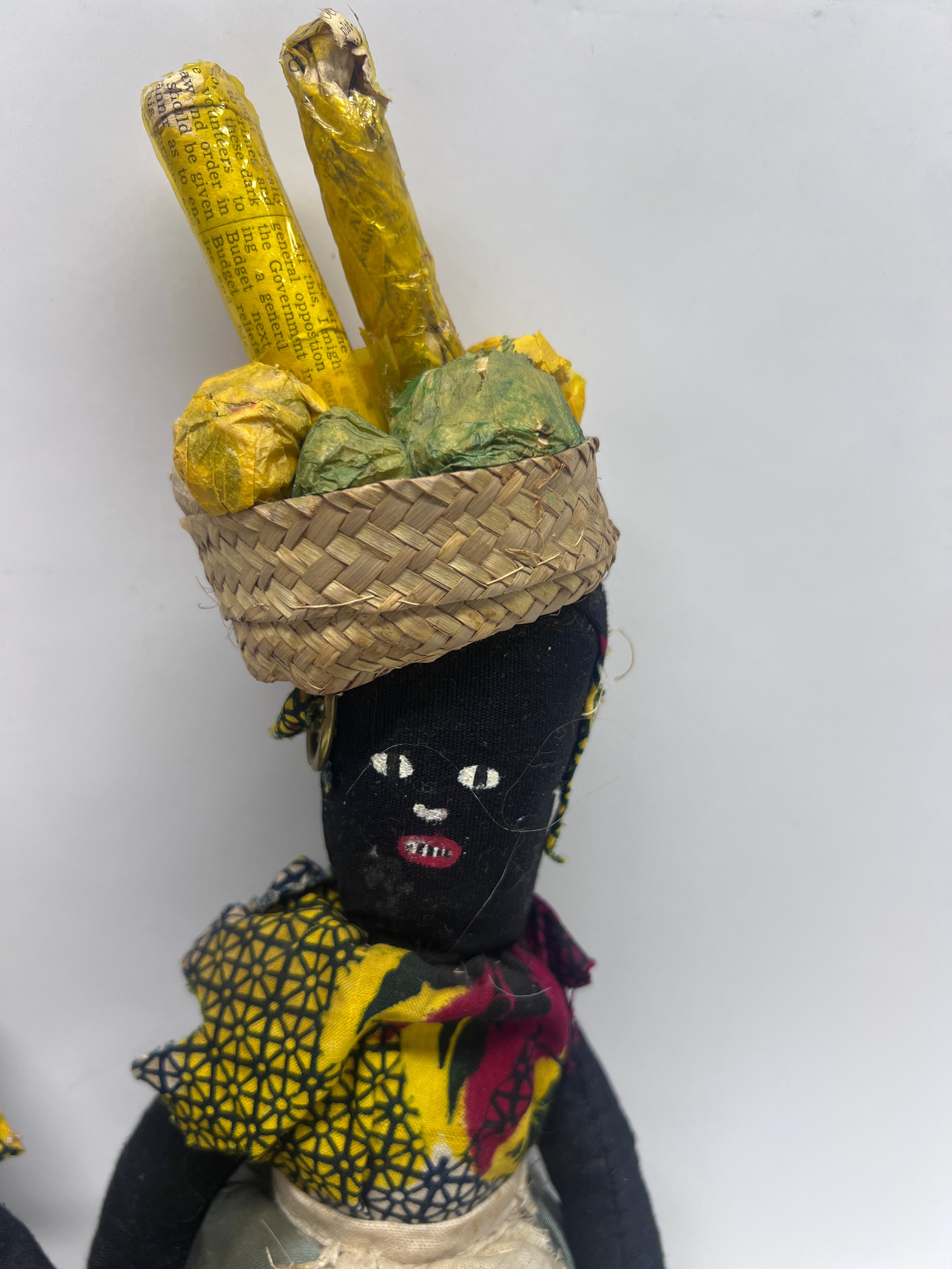 Caribbean Handmade Cloth Dolls Pair - Market Woman & Man - Folk Art