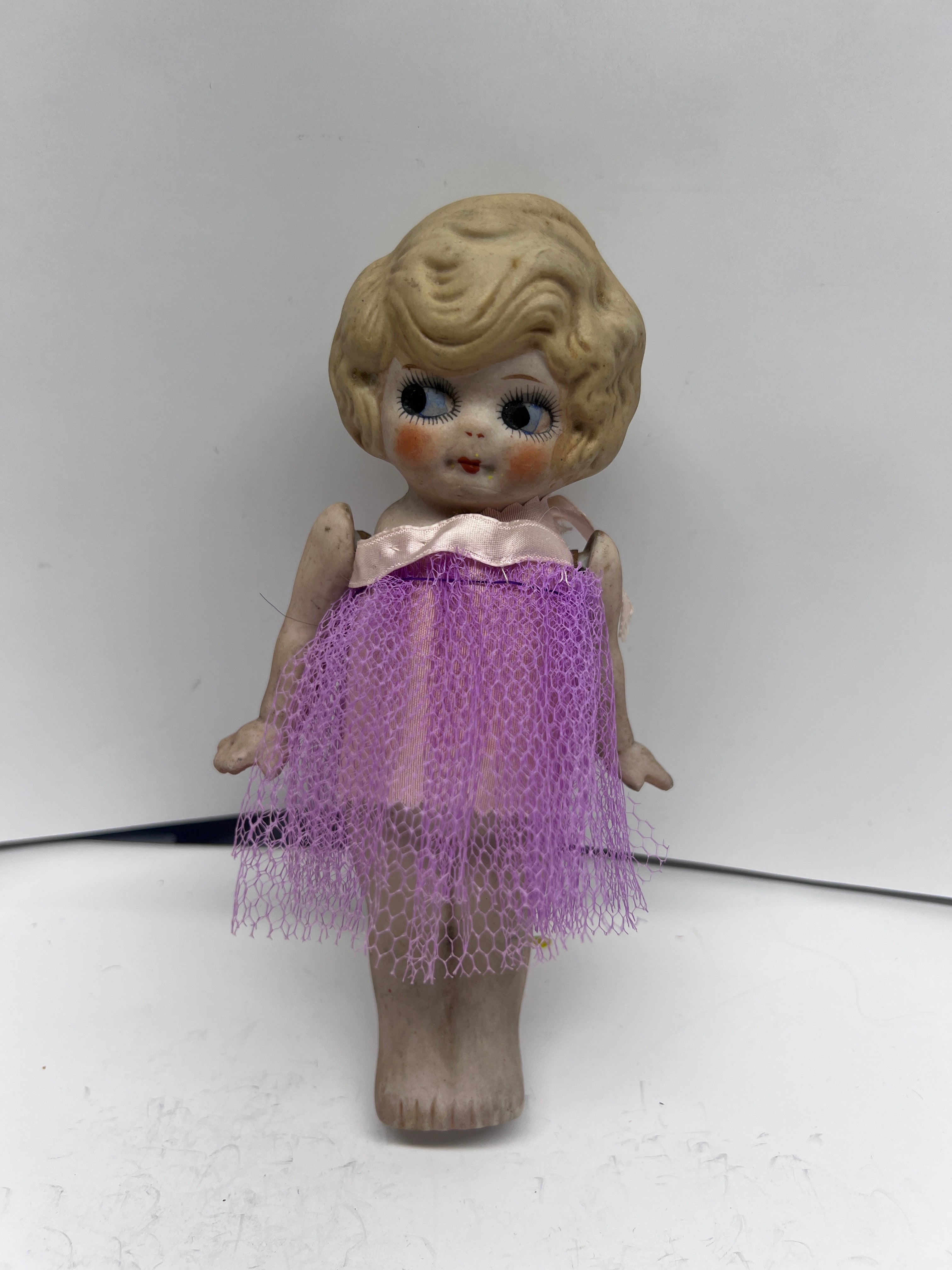 1920s All-Bisque Googly Eye Doll - Side Glancing - Blonde Flapper