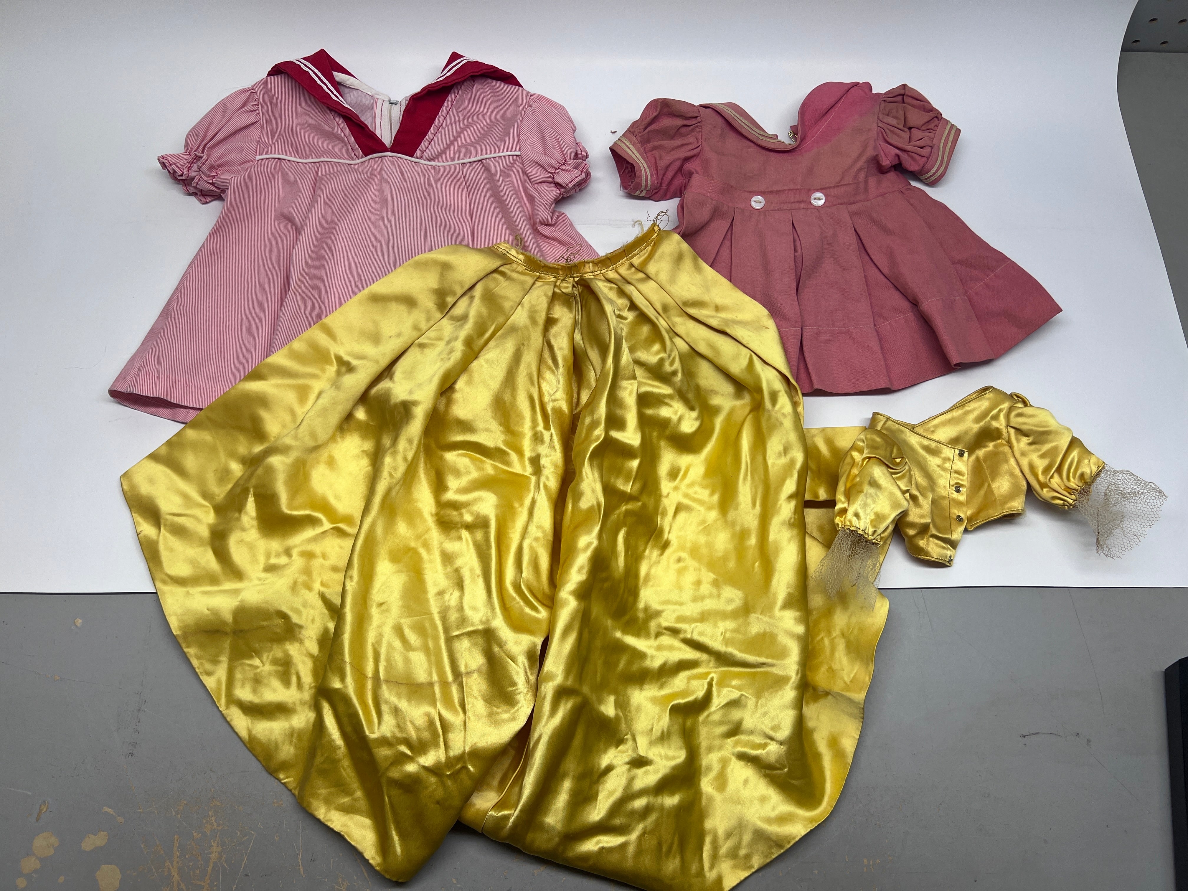 1940s-1950s Doll Clothes Collection - 3 Outfits (Sailor, Satin, Pleated)
