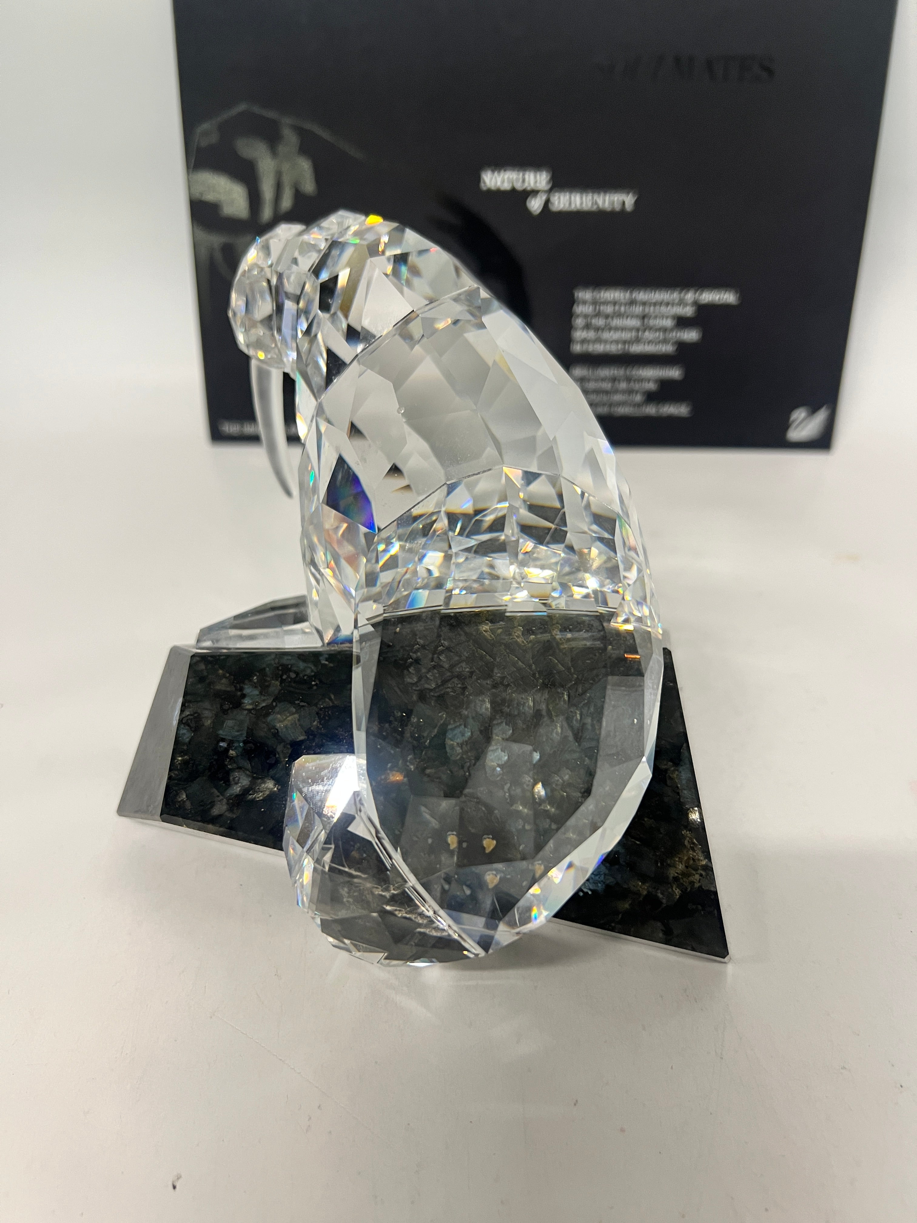 Swarovski Soulmates Walrus Nature of Serenity Crystal Figurine on Granite Base