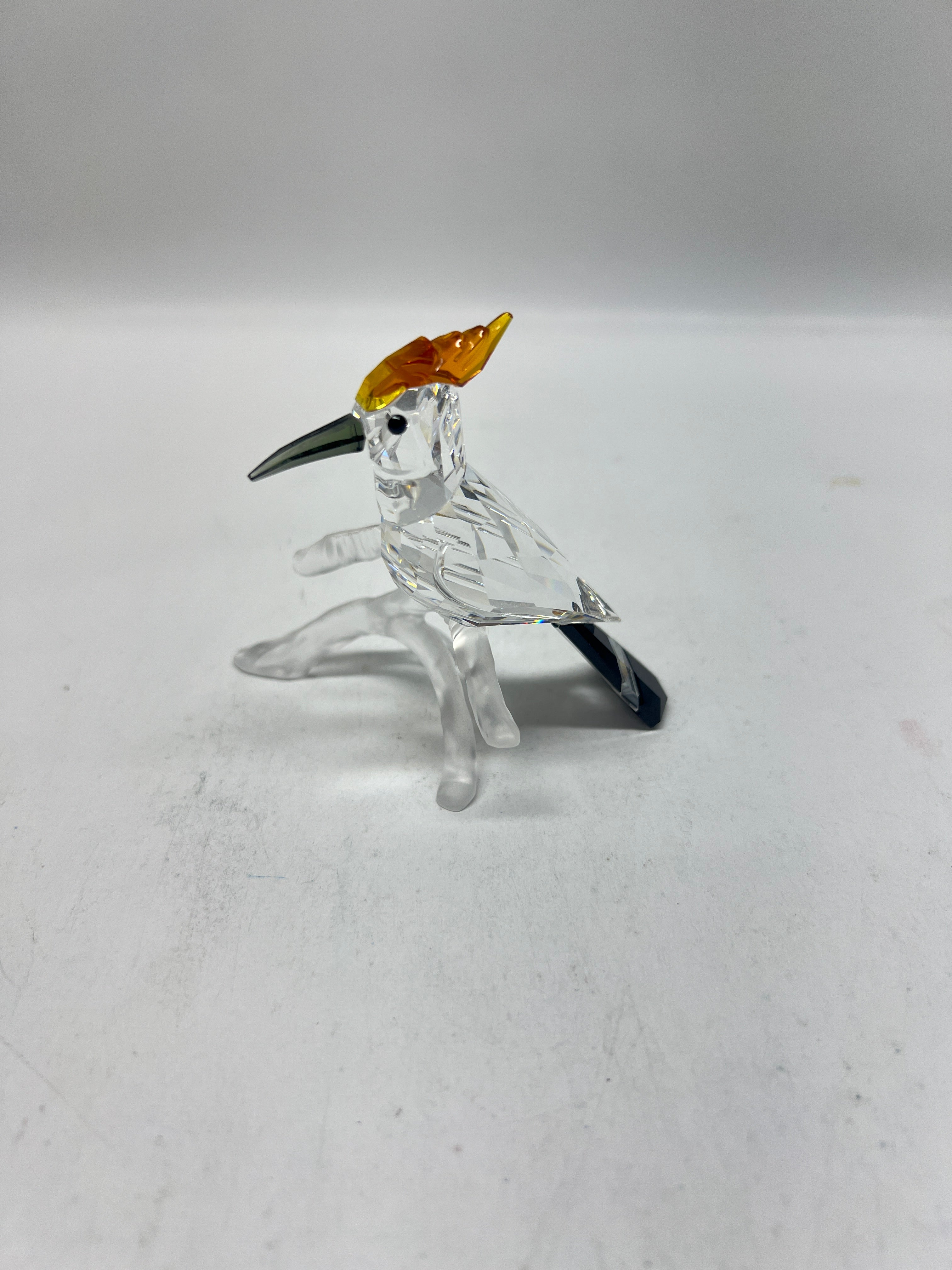 Swarovski Crystal Woodpecker Figurine - Black Diamond Beak and Tail