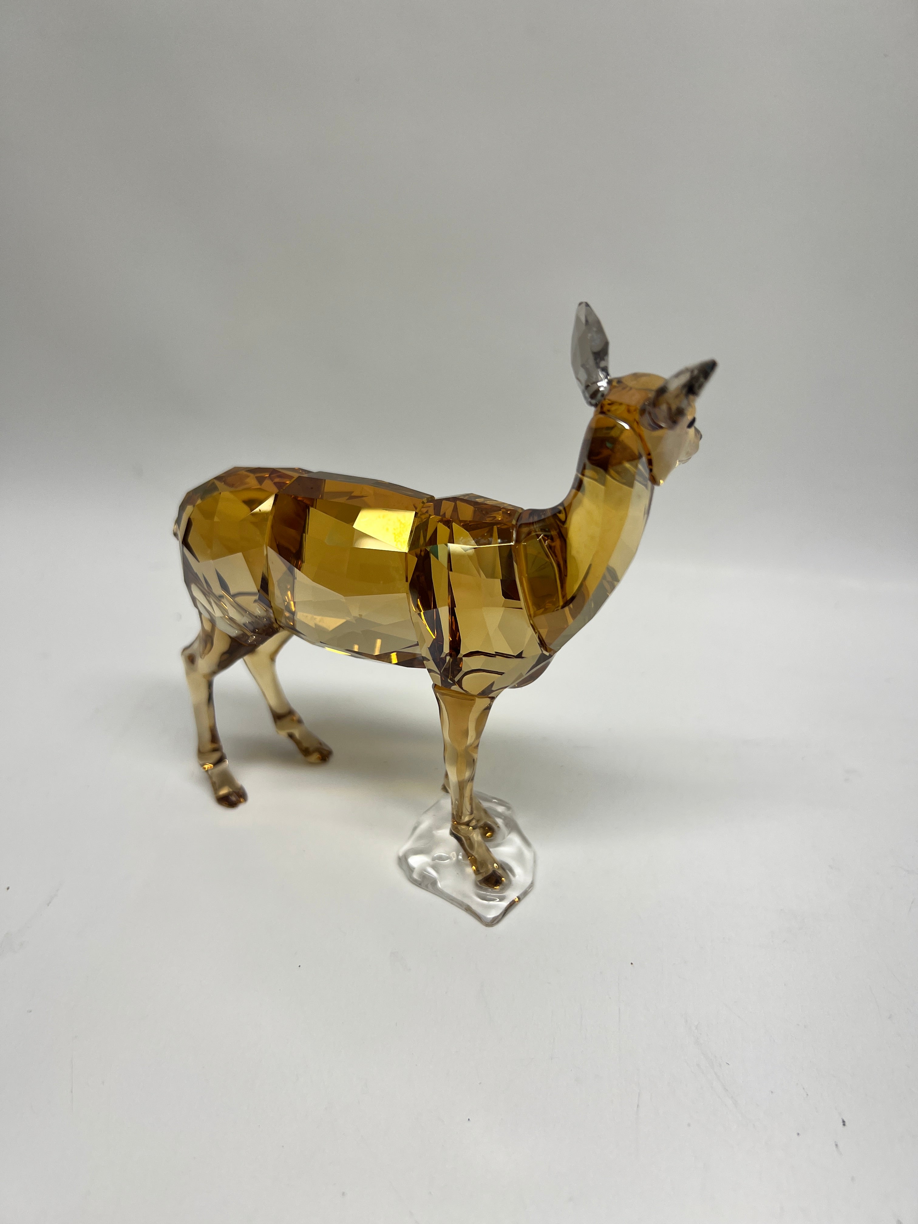 Swarovski Crystal Doe Figurine - Golden Shadow Faceted Glass
