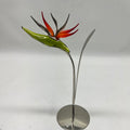 Art Glass Bird of Paradise Sculpture on Chrome Stand