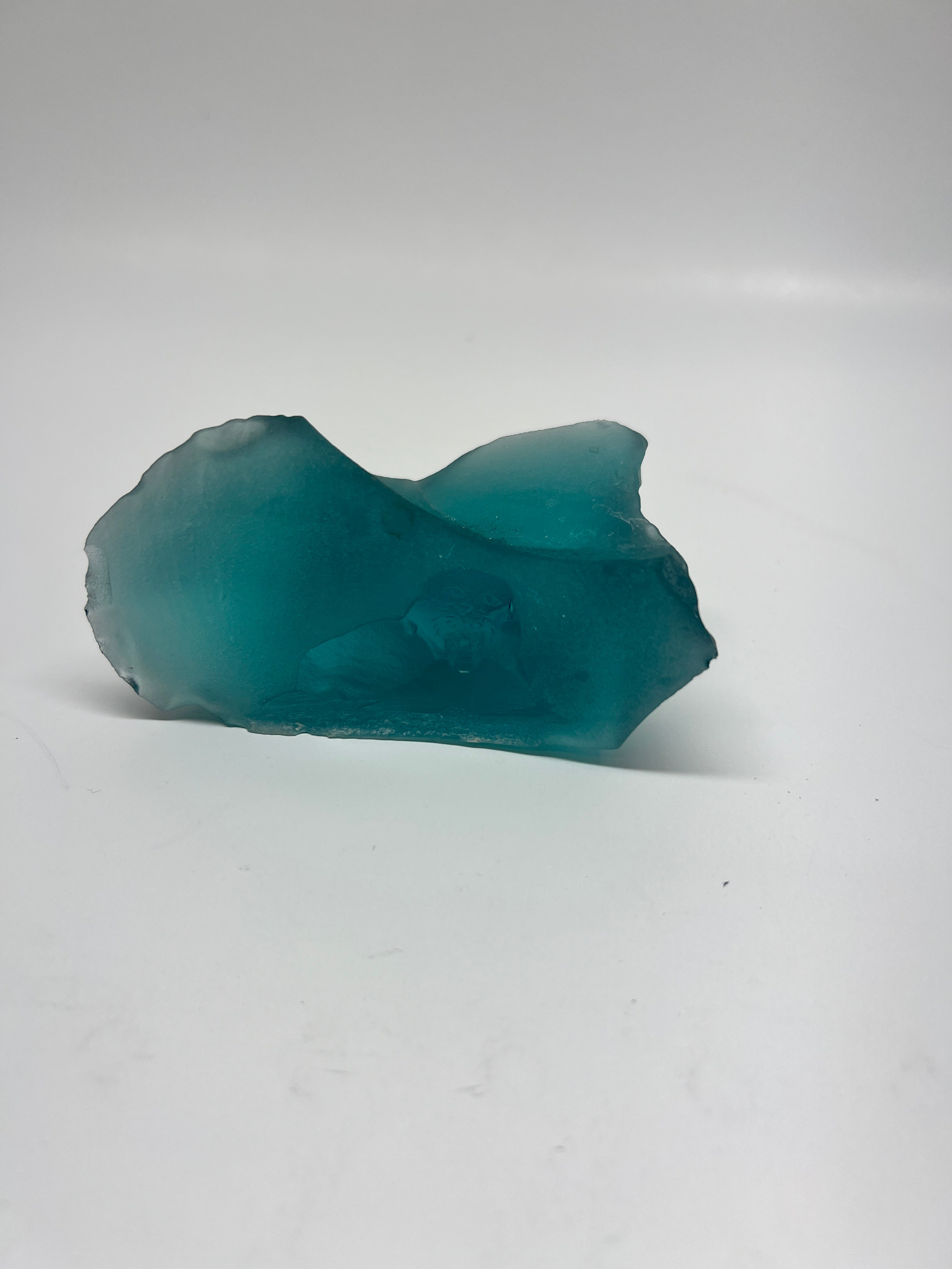 Mats Jonasson Maleras Sweden Teal Art Glass Polar Bear Iceberg Sculpture