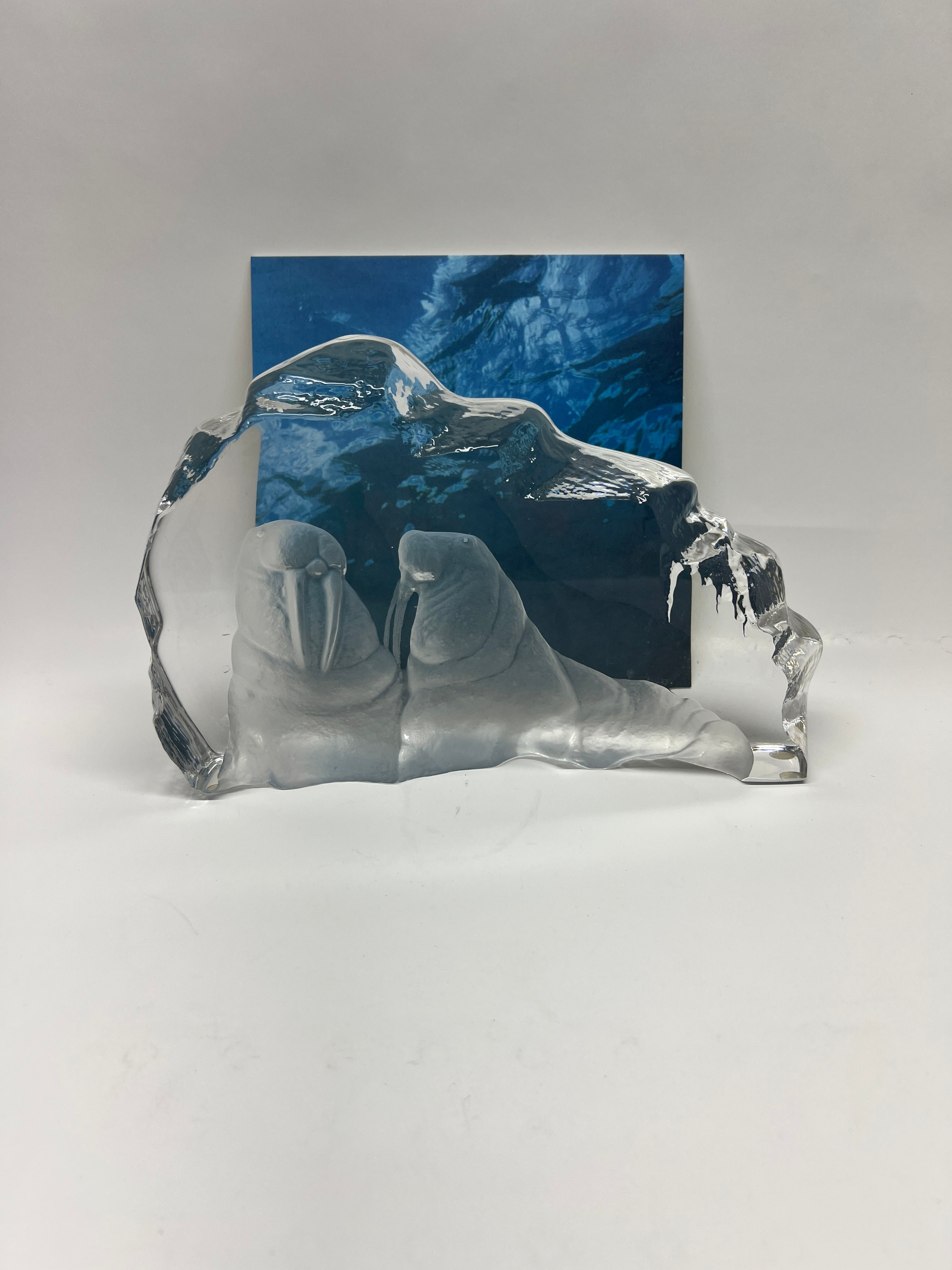 Mats Jonasson Målerås Swedish Crystal Walrus Iceberg Art Glass