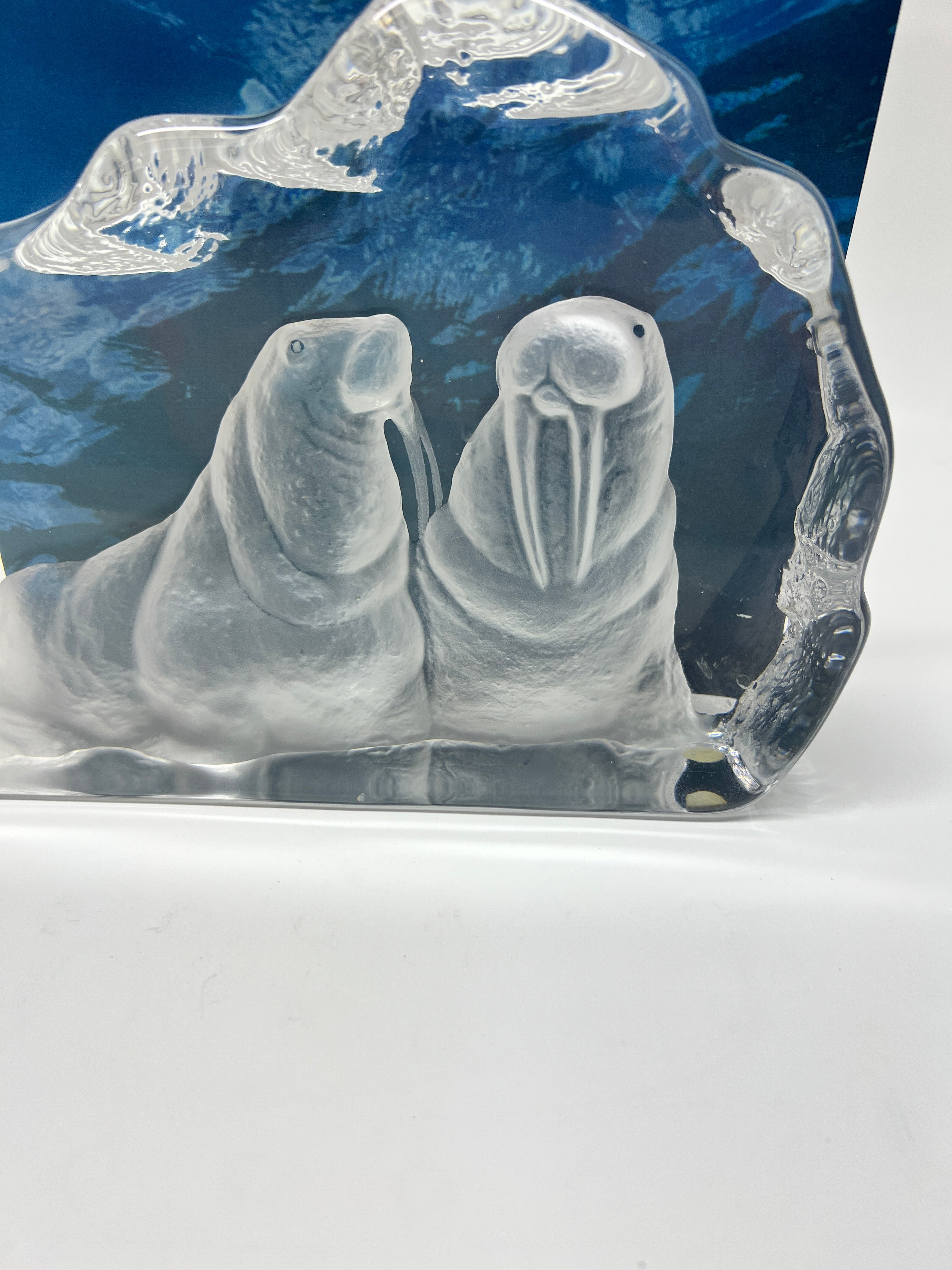 Mats Jonasson Målerås Swedish Crystal Walrus Iceberg Art Glass