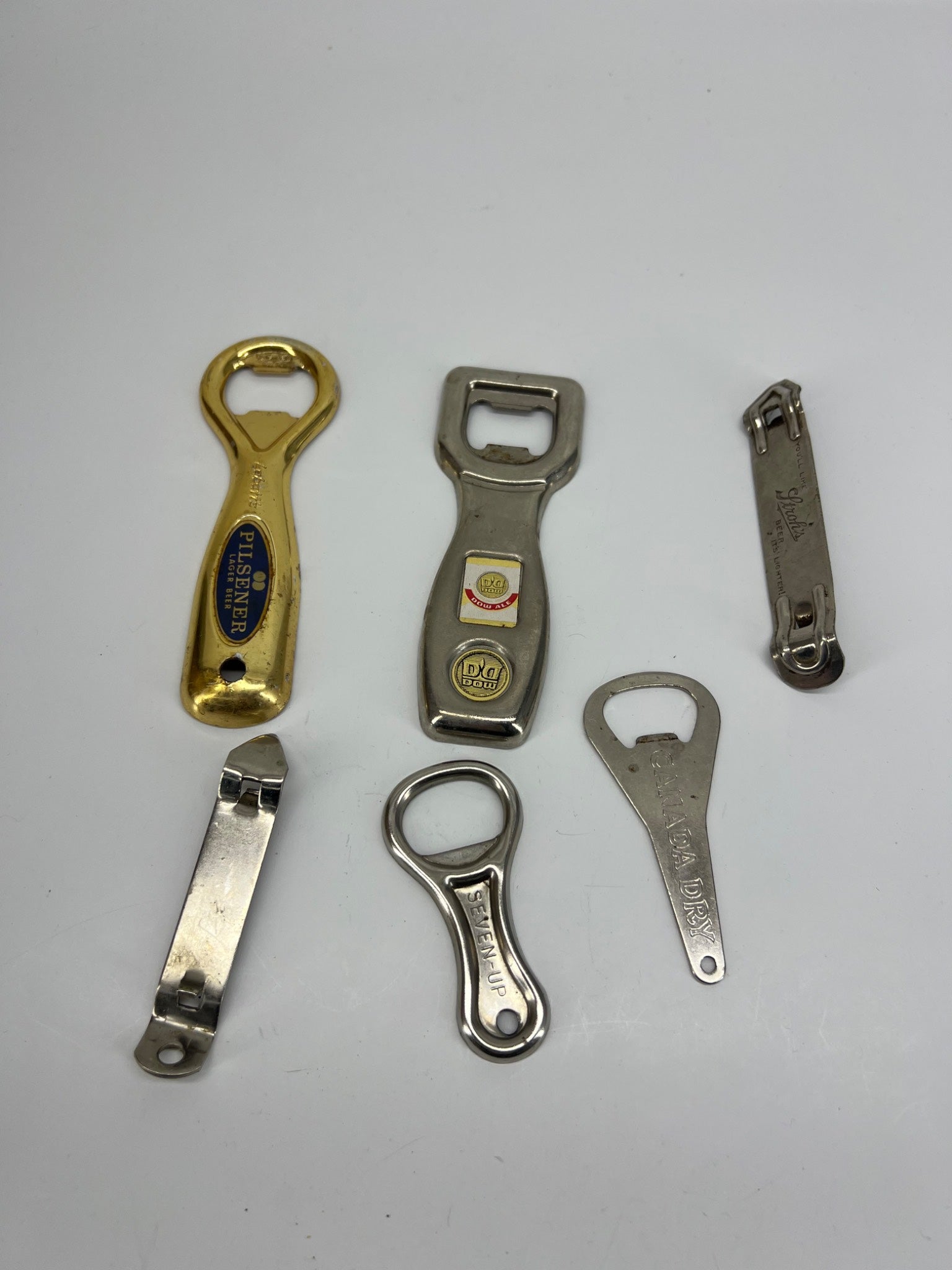 6 Bottle Openers, 20th Century 7UP, Dow Ale etc.