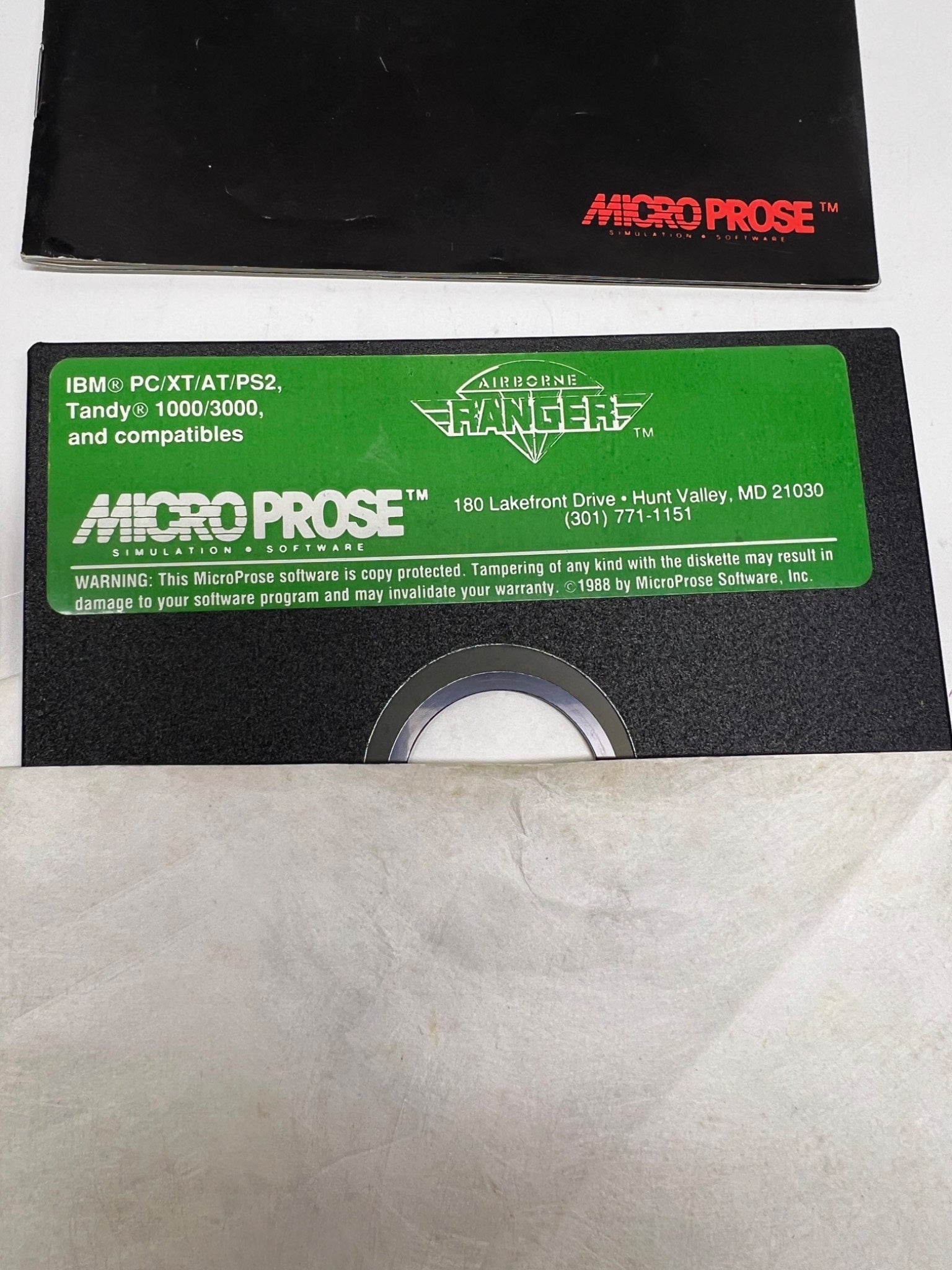 Micro Prose software diskette with label on a white background
