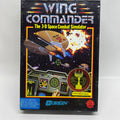 Vintage 'Wing Commander' game box for a 3D space combat simulator on a white background