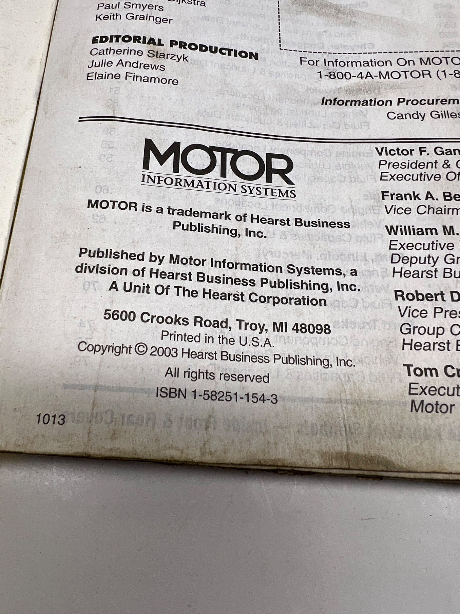 1991-2003 Motor Specification Guide