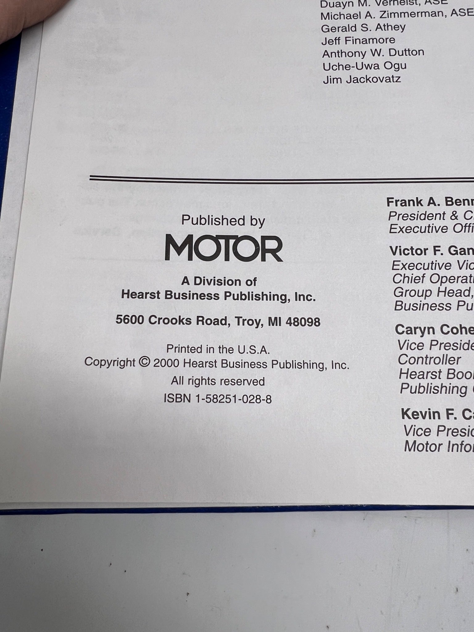 2000 Domestic Engine Repair Manual