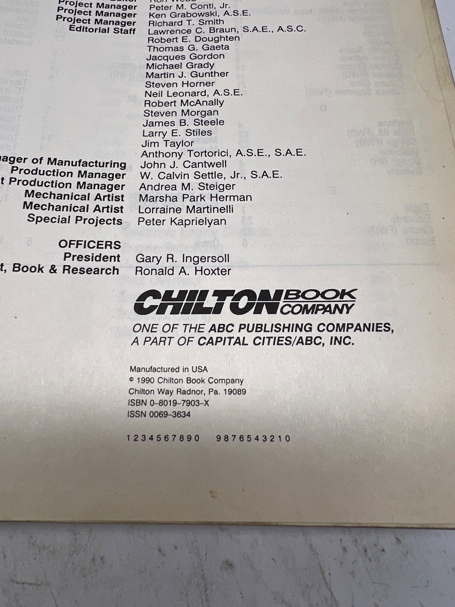 Chilton’s Auto Repair Manual 1987-1991, USA