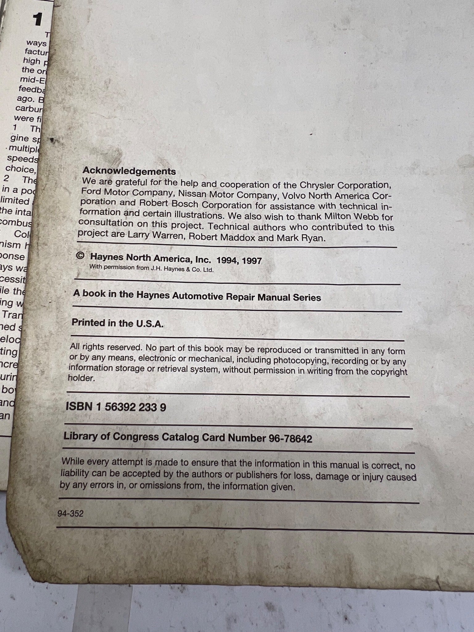 1986-1996 Haynes Fuel Injection Manual