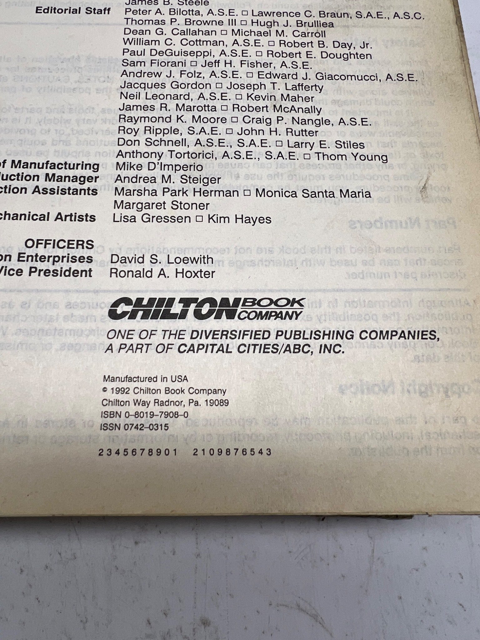 1988-1992 Truck and Van Chilton repair Manual, USA