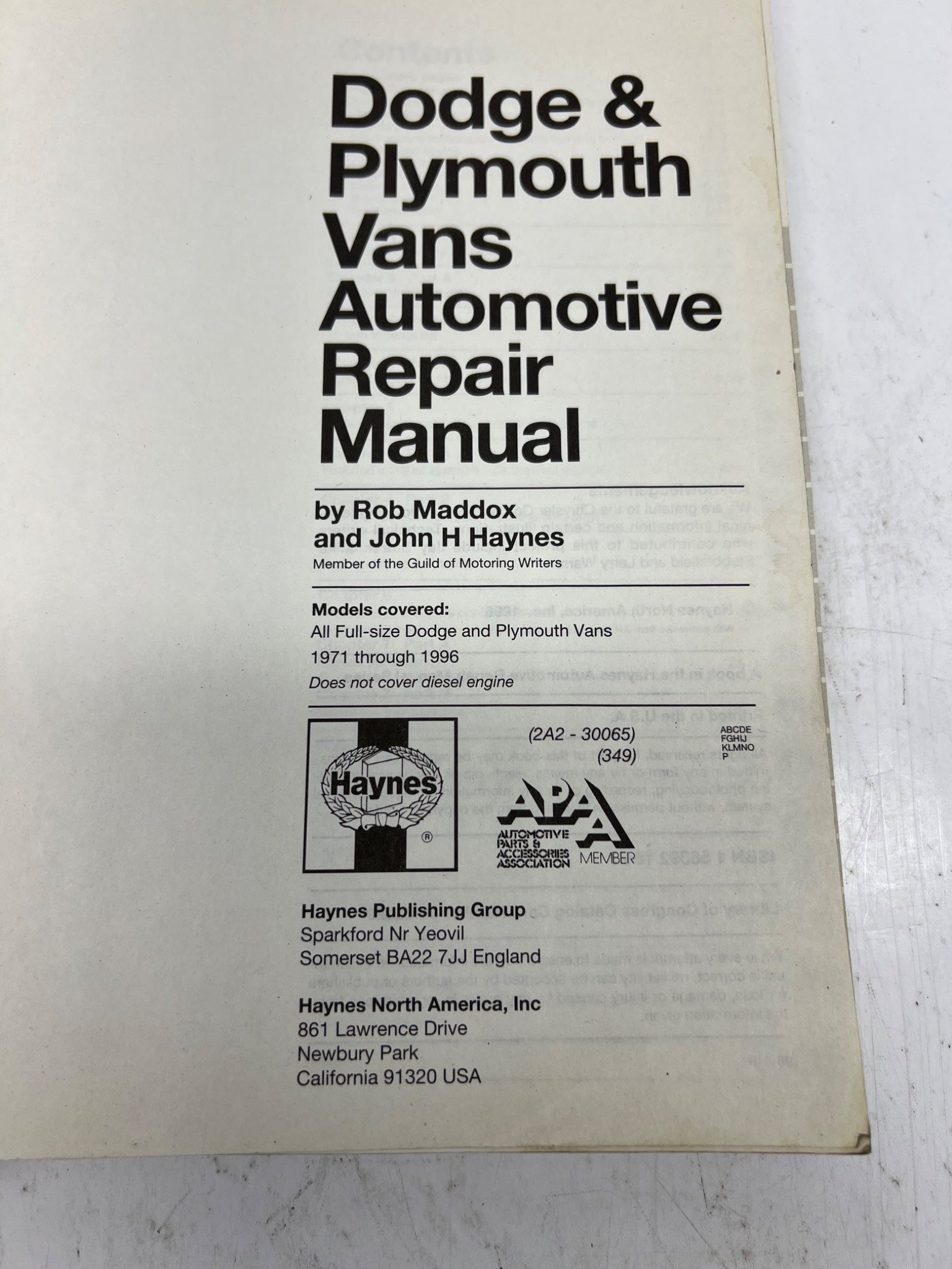 1971-1996 Dodge & Plymouth Vans Manual