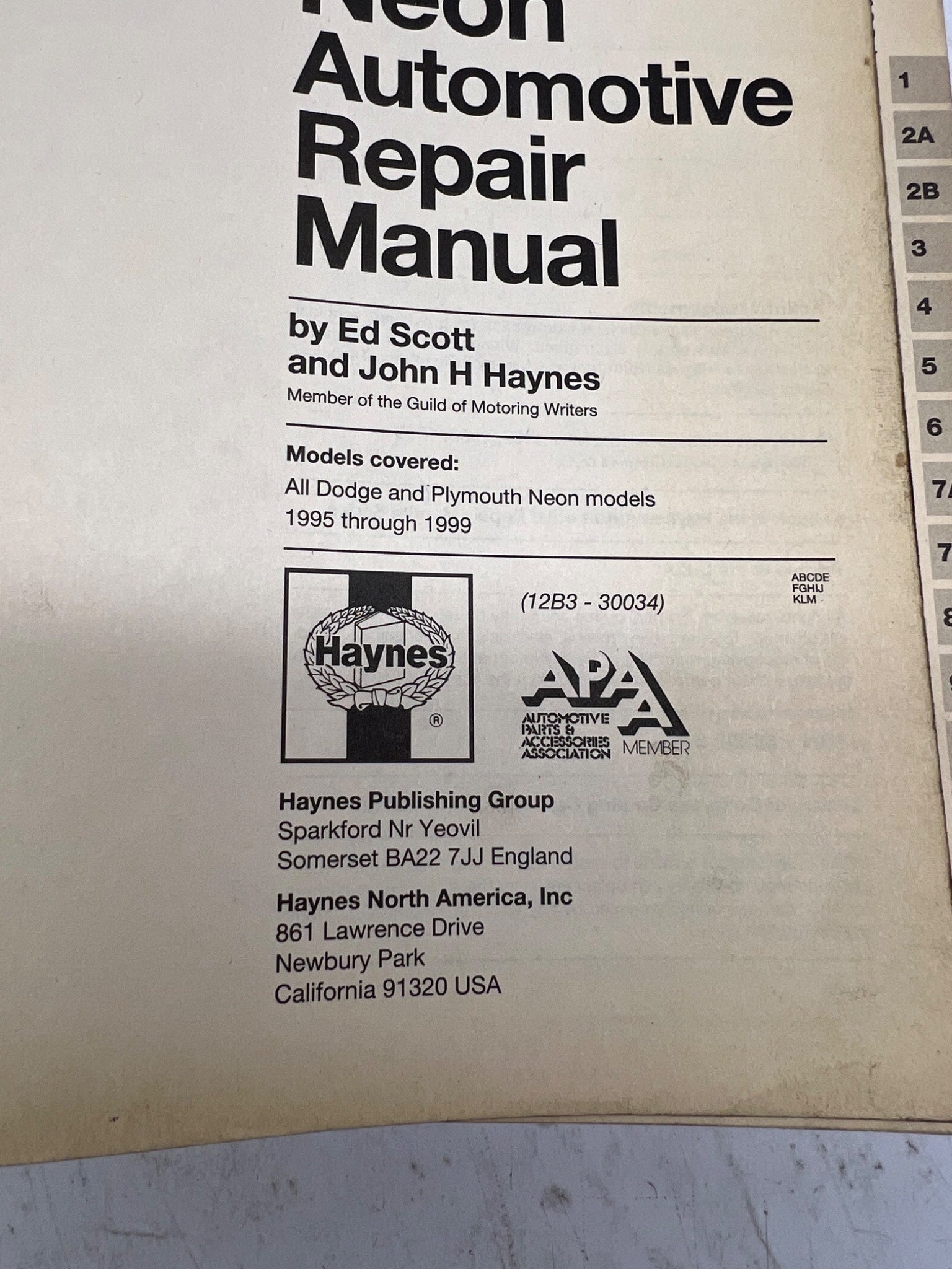 1995-1999 Dodge Neon Haynes Manual
