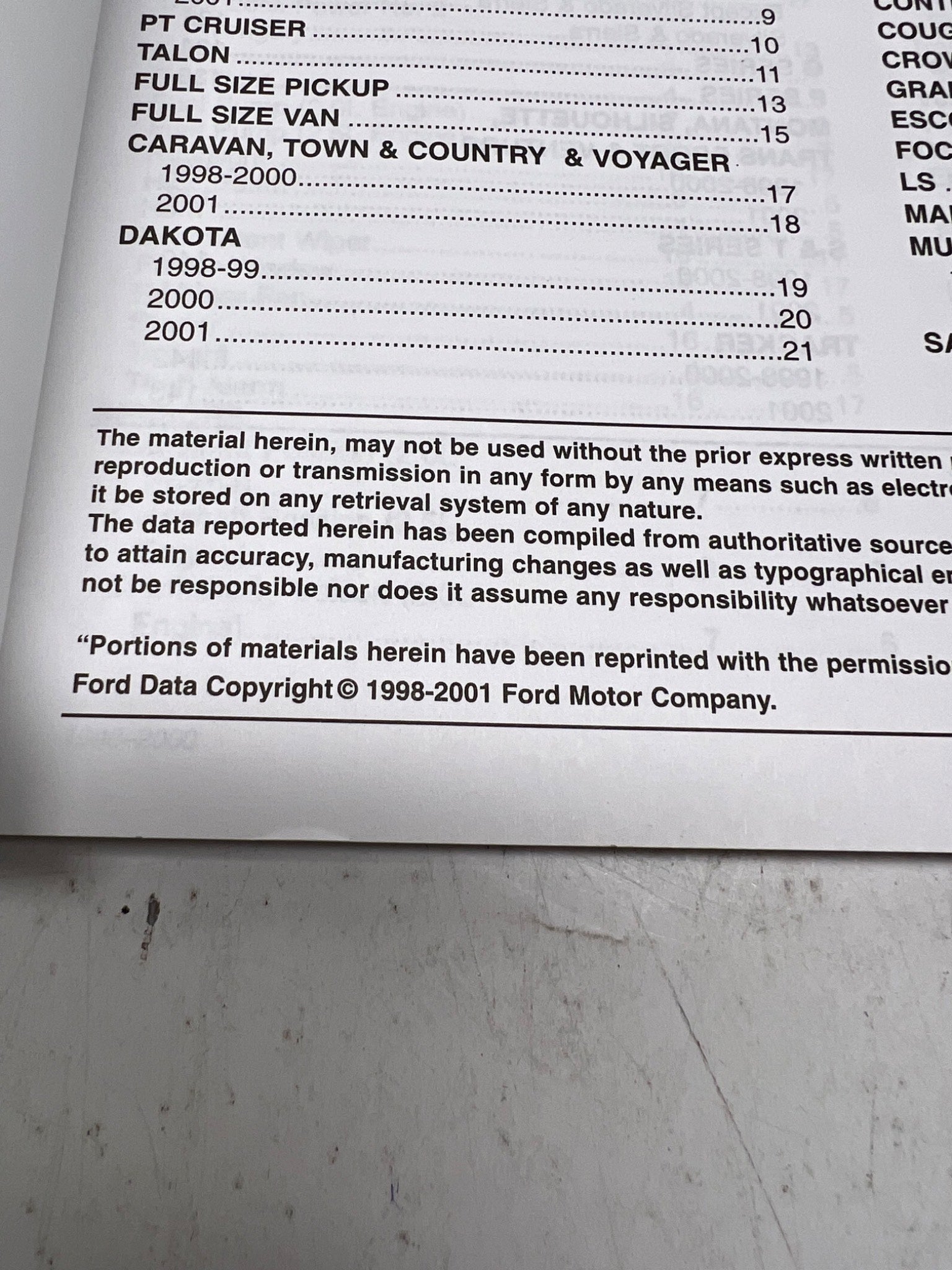 1998-2001 Domestic Locator Manual USA