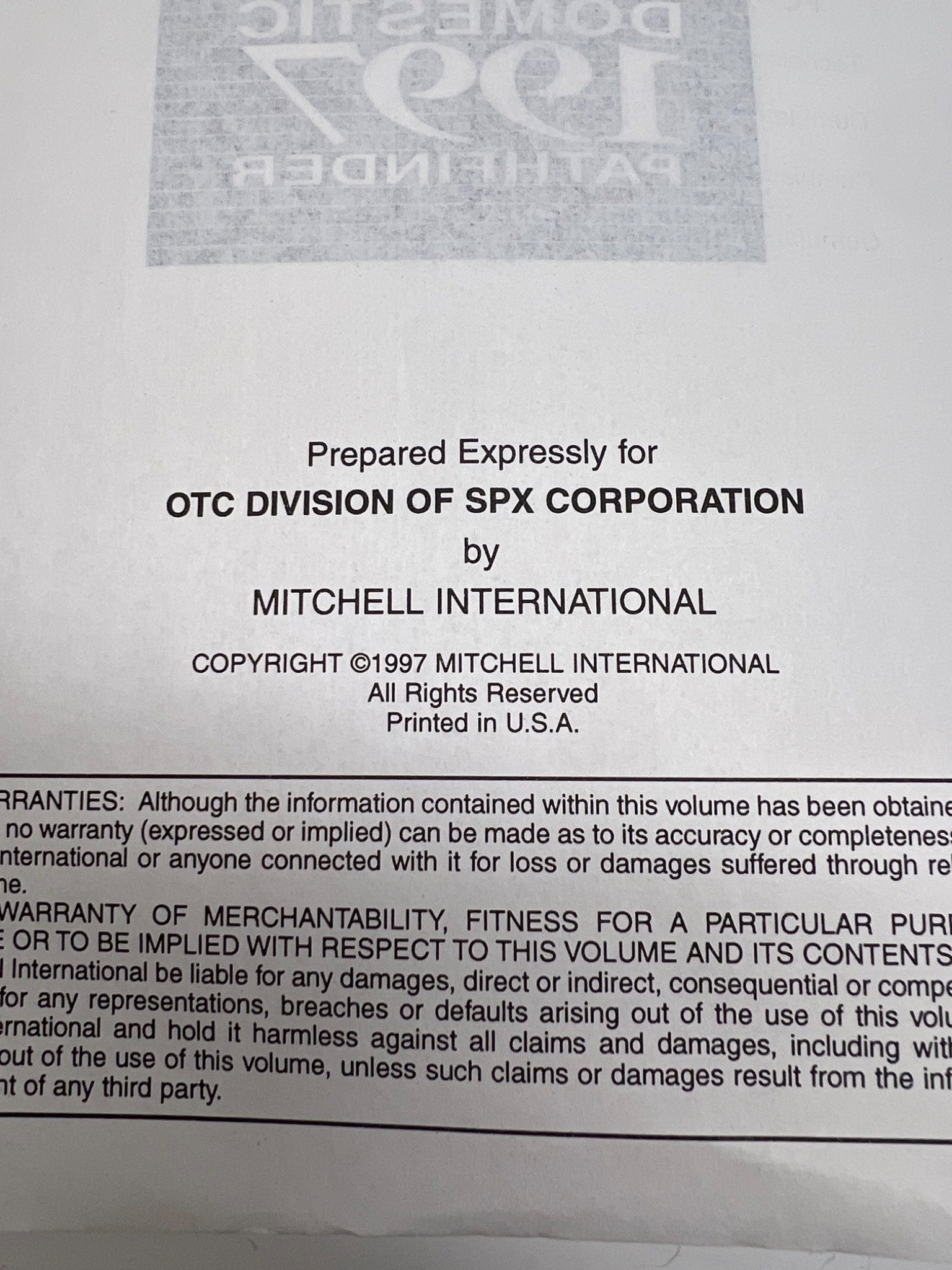 1997 Domestic Pathfinder TSB Manual