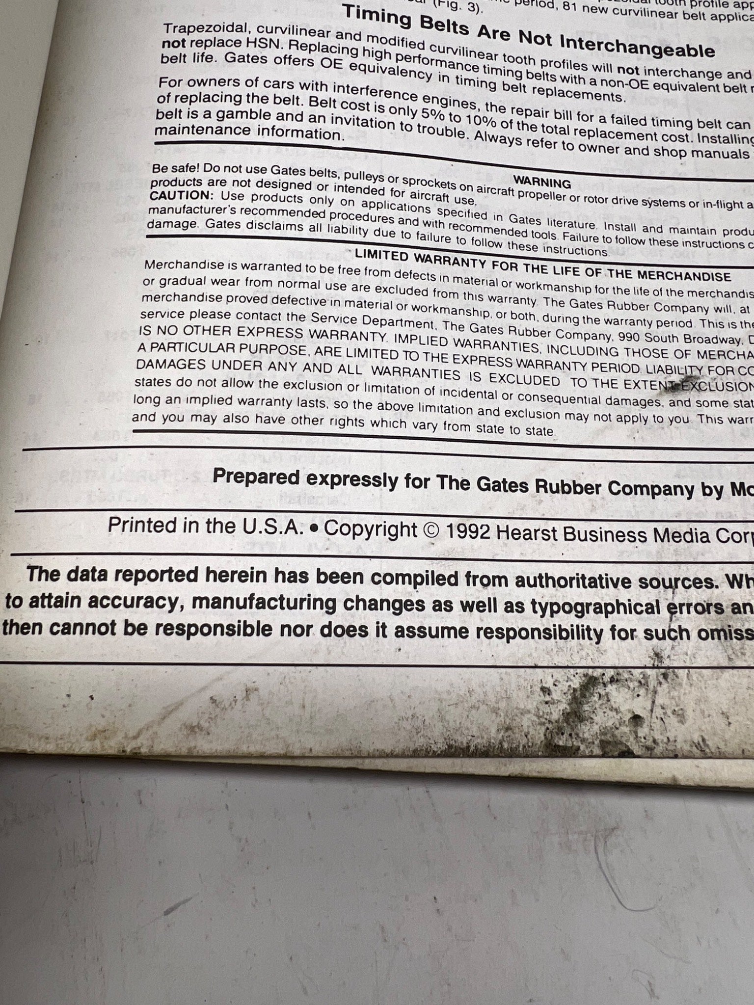 Gates Timing Belt Manual 1970 Forward