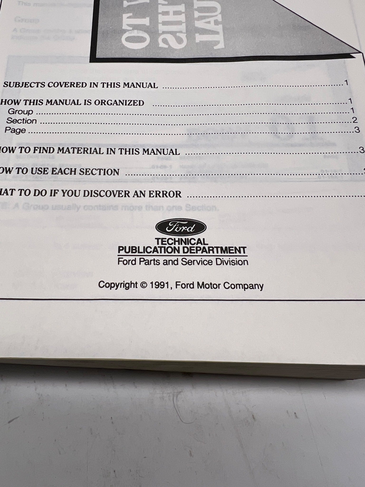 1992 Ford Service Manual: Revised Edition