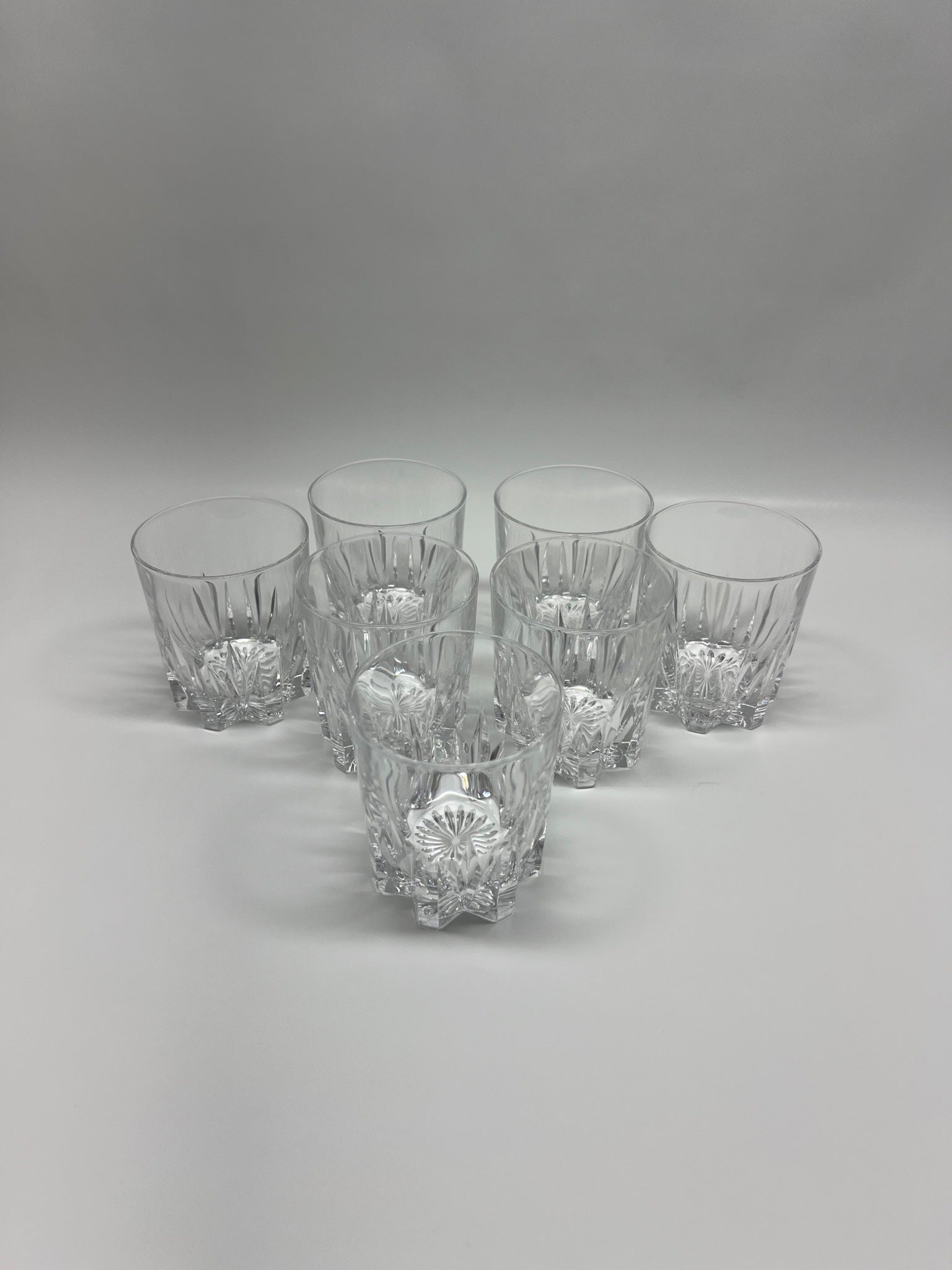 Set of 6 Vintage Cut Crystal Double Old Fashioned Whiskey Glasses