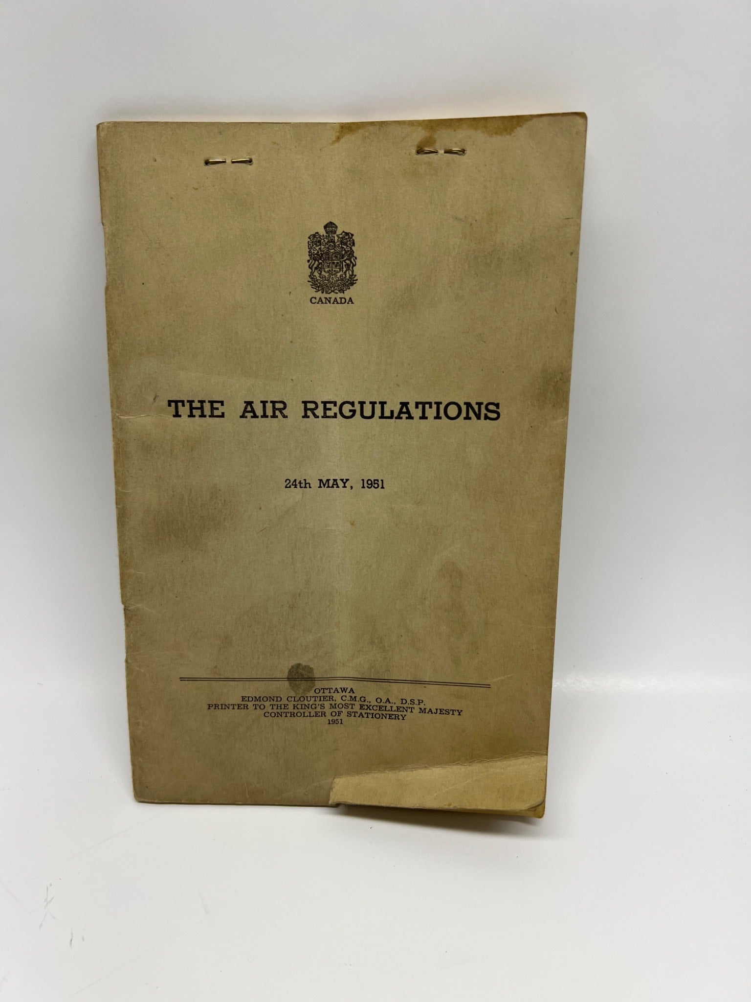 Rare 1951 Canadian Air Regulations Booklet – Govt of Canada Aviation History