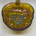 Vintage Iridescent Marigold Carnival Glass Apple Bowl – Grape Pattern