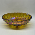 Large 12" Vintage Marigold Carnival Glass Footed Bowl – Grape & Floral Motif