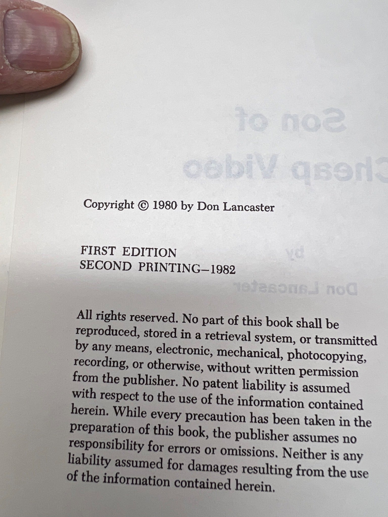 1980 Son of Cheap Video - Don Lancaster (1st Ed. 2nd Print)