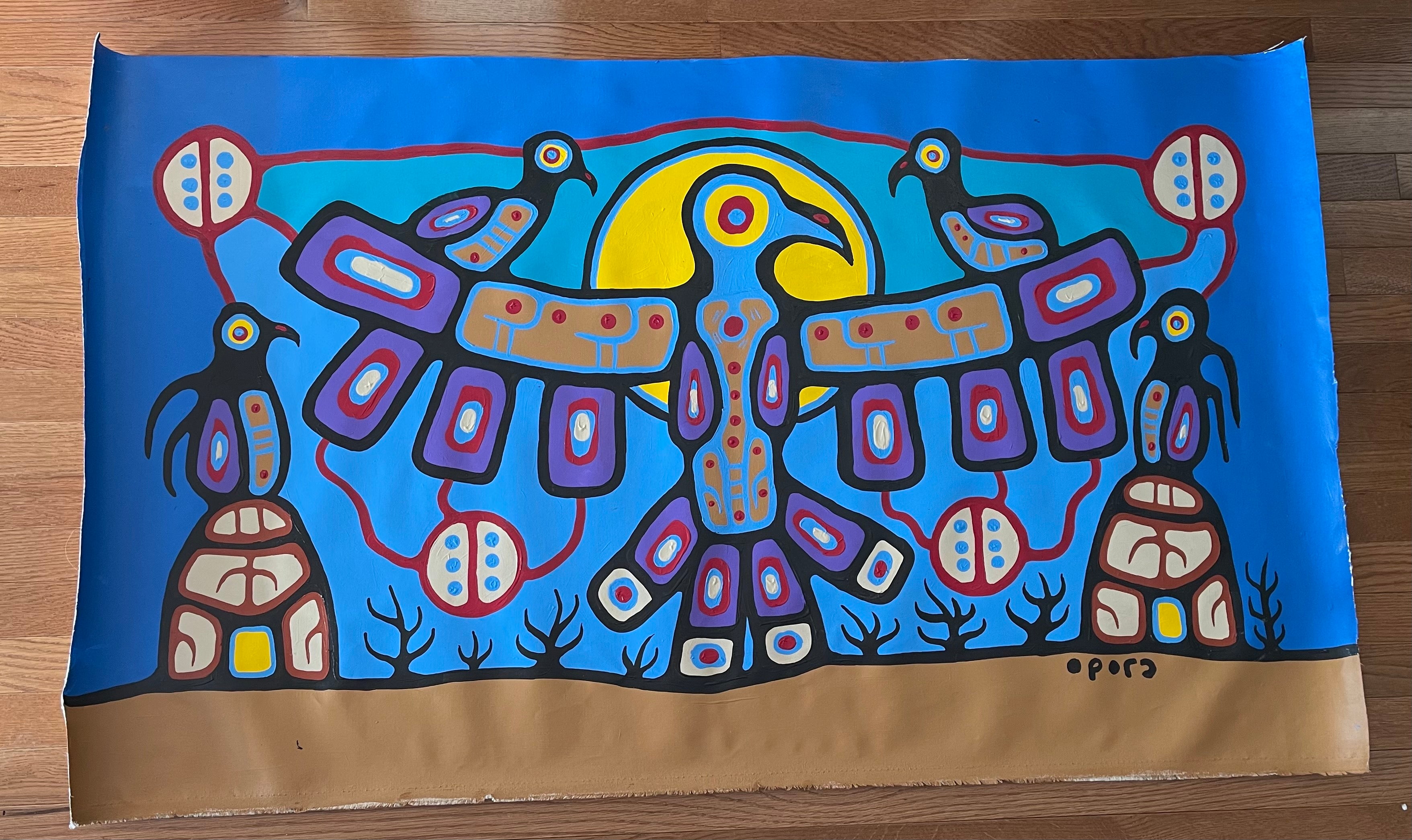 Christian Morrisseau Original artwork. ThunderBird Energy masterpiece in Woodlands Art style Original!